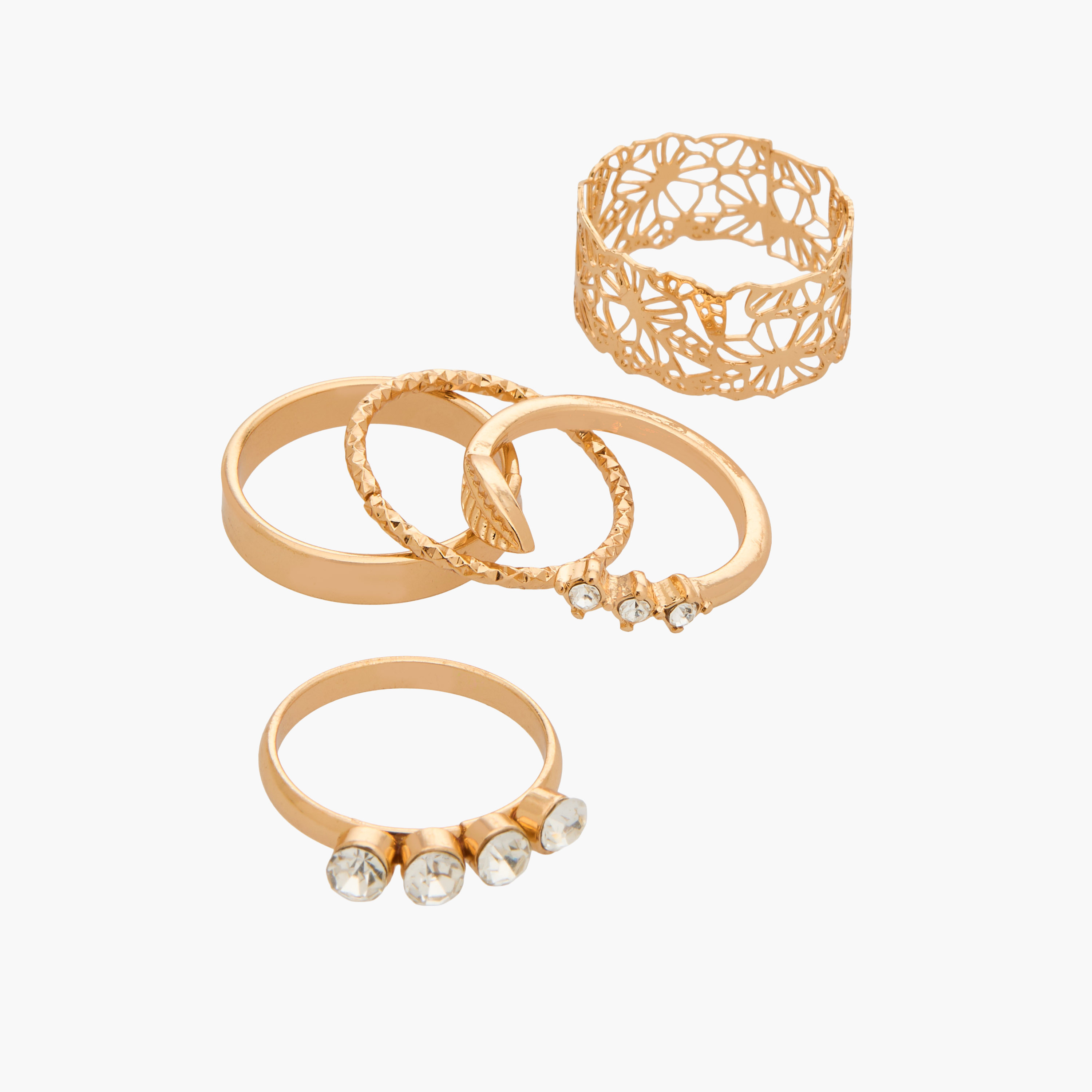 Set of 5 - Assorted Gold Tone Ring-women-watchesandjewellery-jewellery-rings-image-2