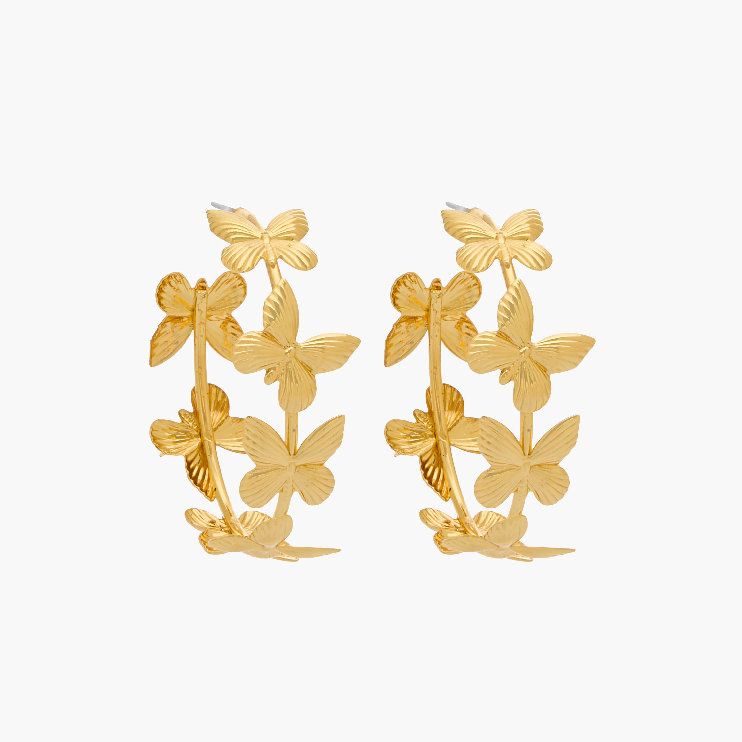Gold Tone Butterfly Accent Hoop Earrings with Pushback Closure-women-watchesandjewellery-jewellery-earrings-image-1