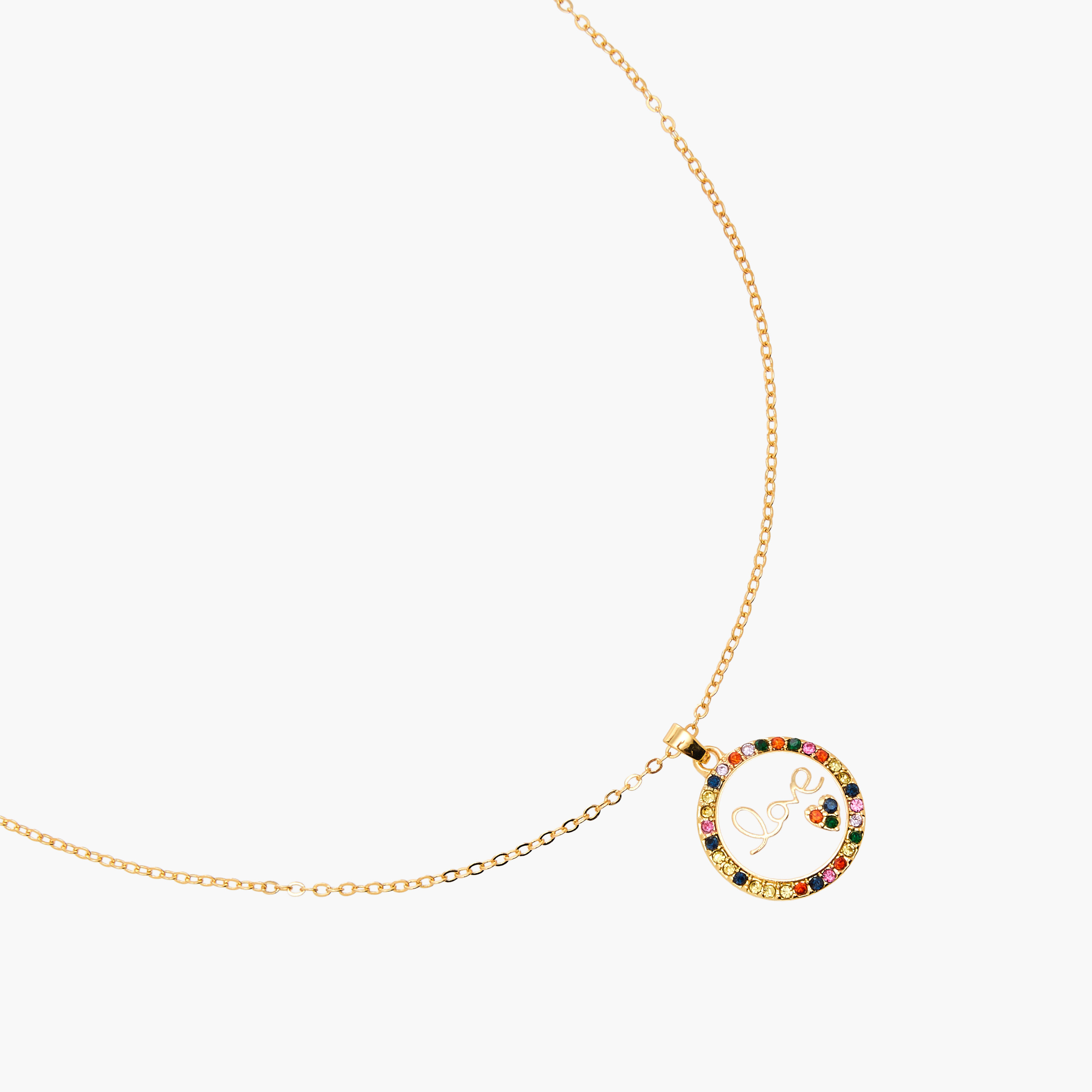 عقد بلون ذهبي ودلاية مزينة بالأحجار ومشبك إغلاق-women-watchesandjewellery-jewellery-necklacesandpendants-image-2