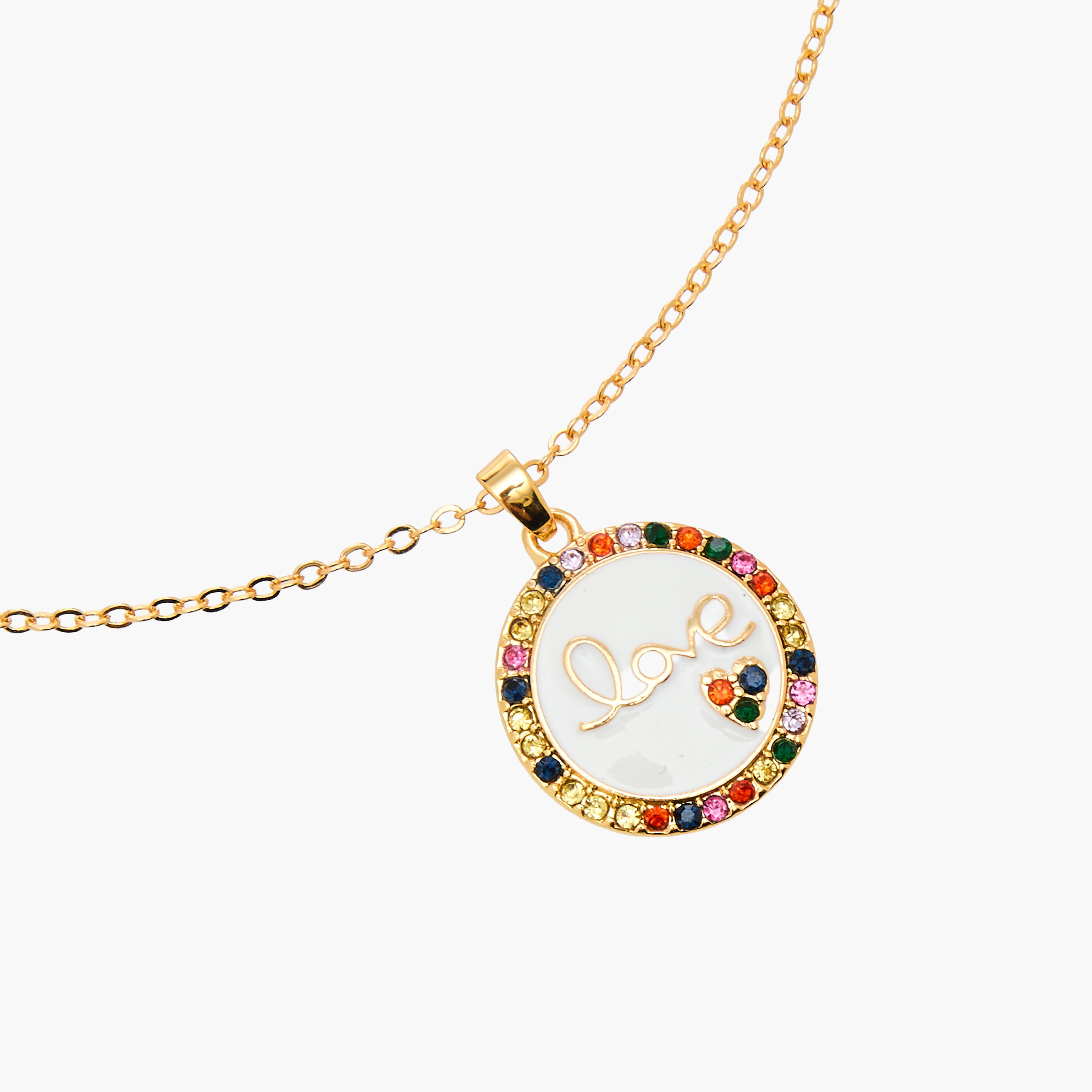 عقد بلون ذهبي ودلاية مزينة بالأحجار ومشبك إغلاق-women-watchesandjewellery-jewellery-necklacesandpendants-image-4