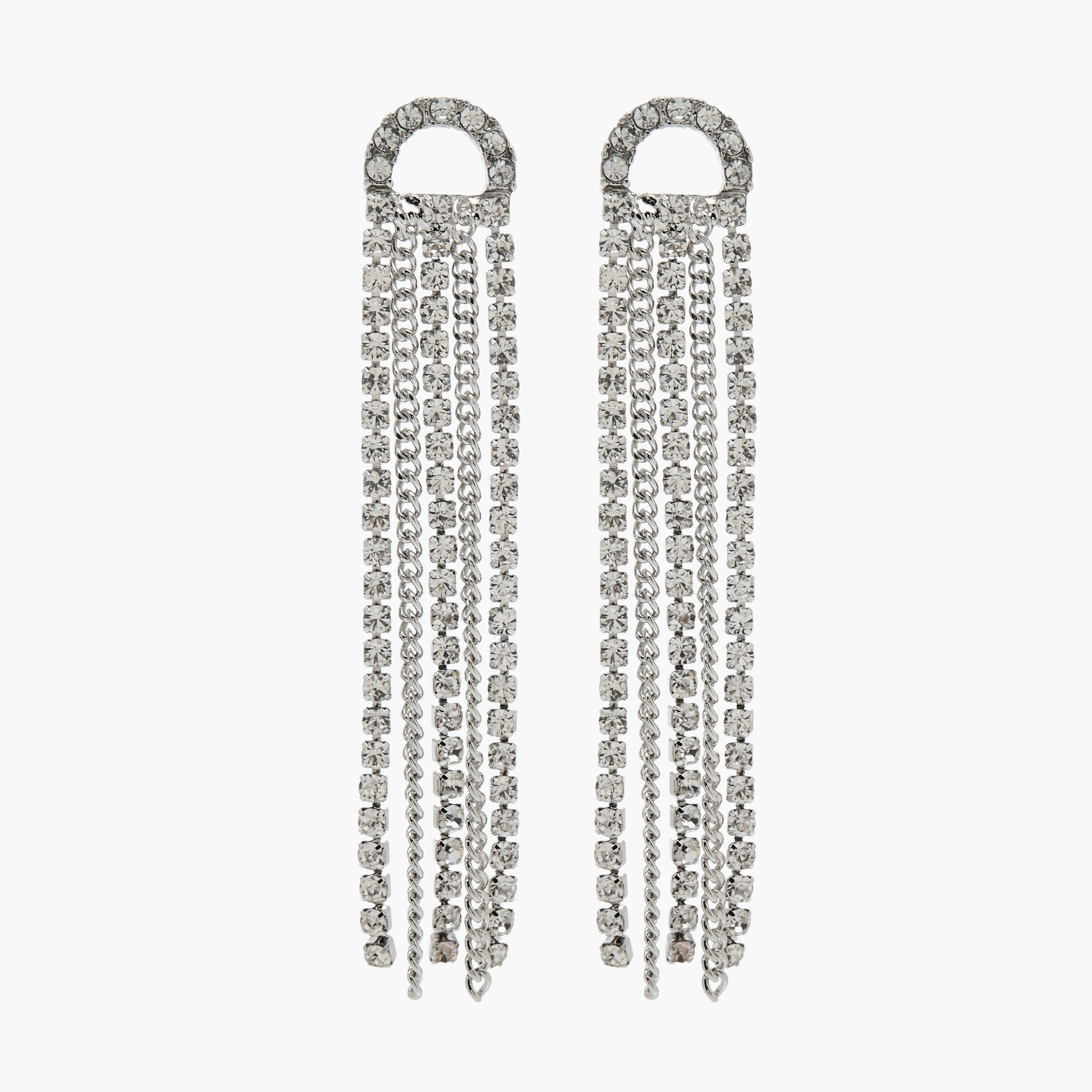 Silver Tone Tassel Earrings with Pushback Closure-women-watchesandjewellery-jewellery-earrings-image-1