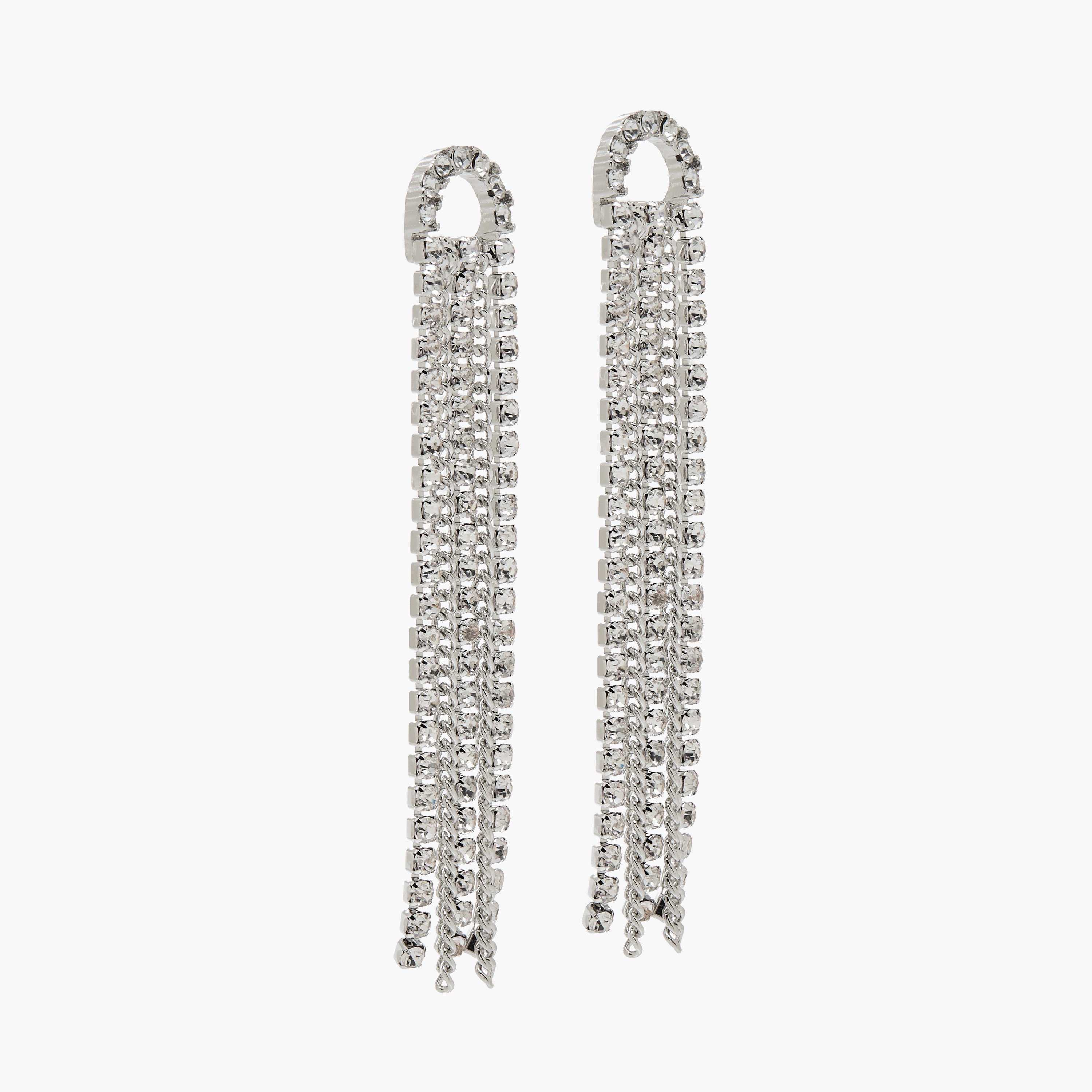 Silver Tone Tassel Earrings with Pushback Closure-women-watchesandjewellery-jewellery-earrings-image-2