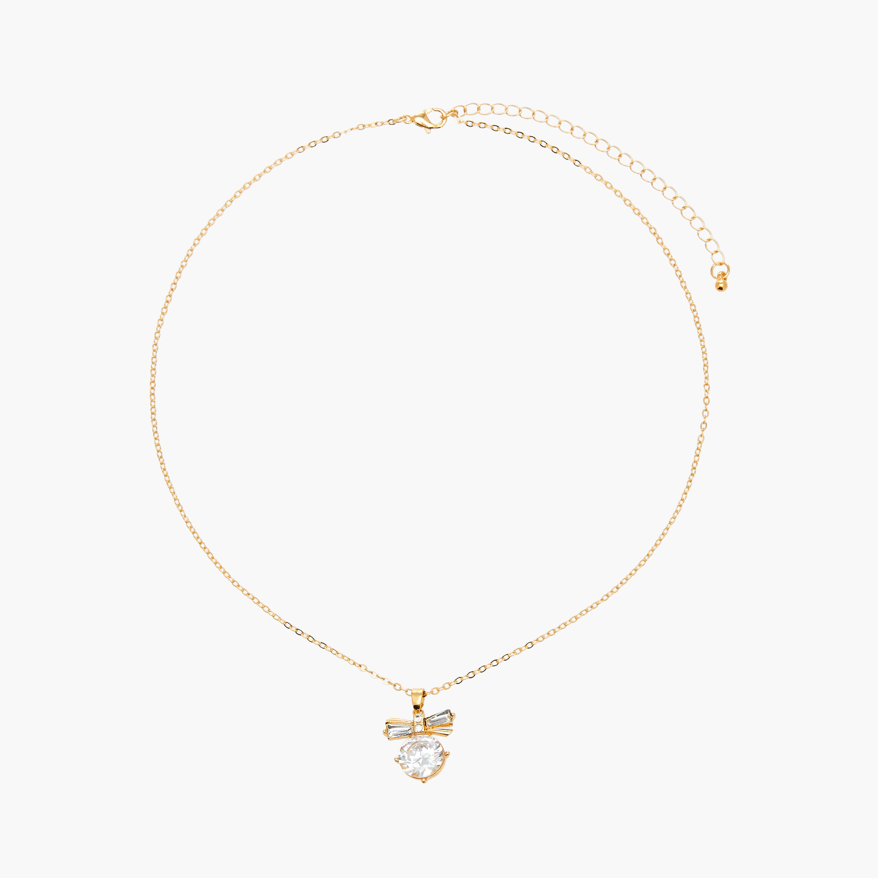 عقد بدلاية فيونكة مرصع بحجر زيركون مكعب بلون ذهبي-women-watchesandjewellery-jewellery-necklacesandpendants-image-1
