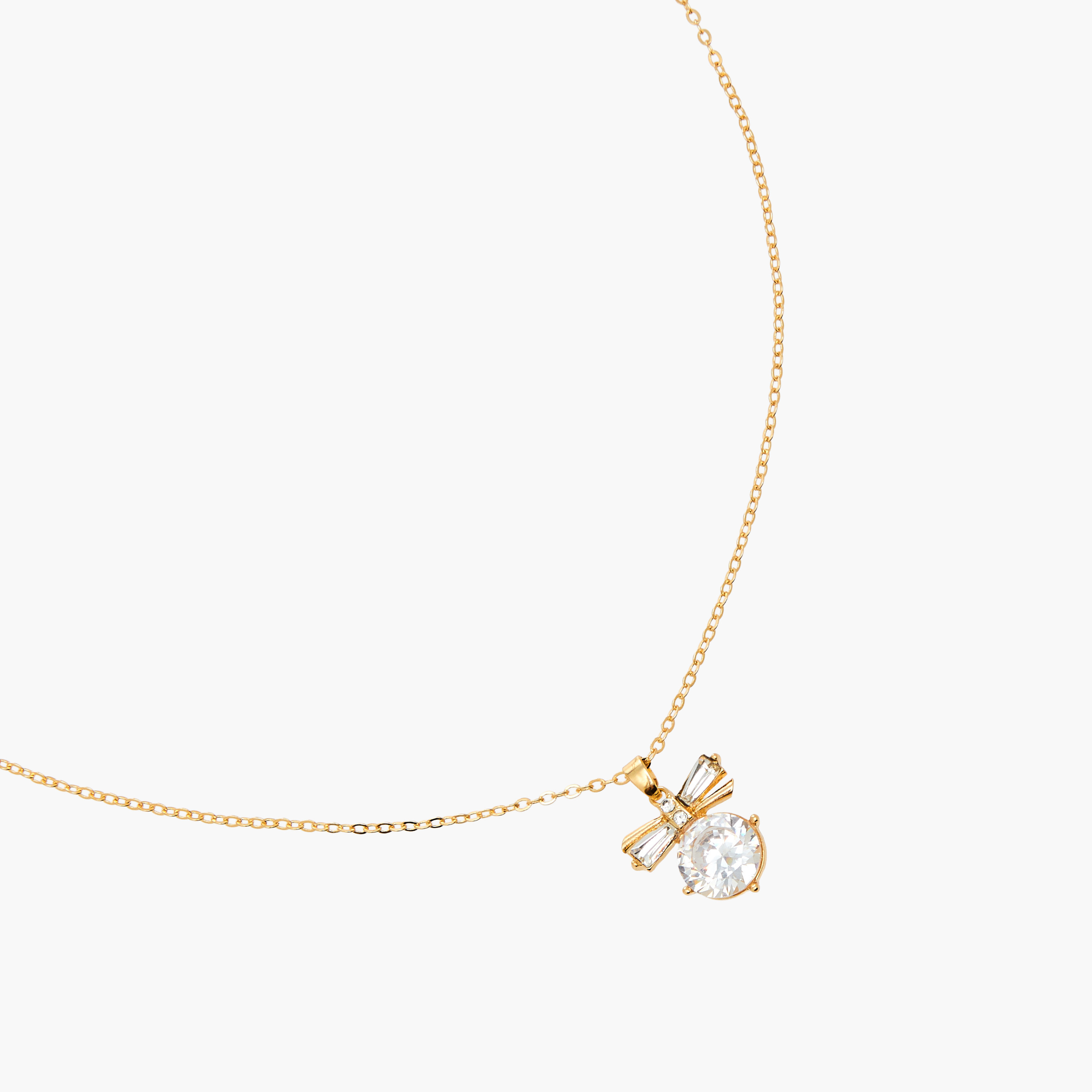 عقد بدلاية فيونكة مرصع بحجر زيركون مكعب بلون ذهبي-women-watchesandjewellery-jewellery-necklacesandpendants-image-2