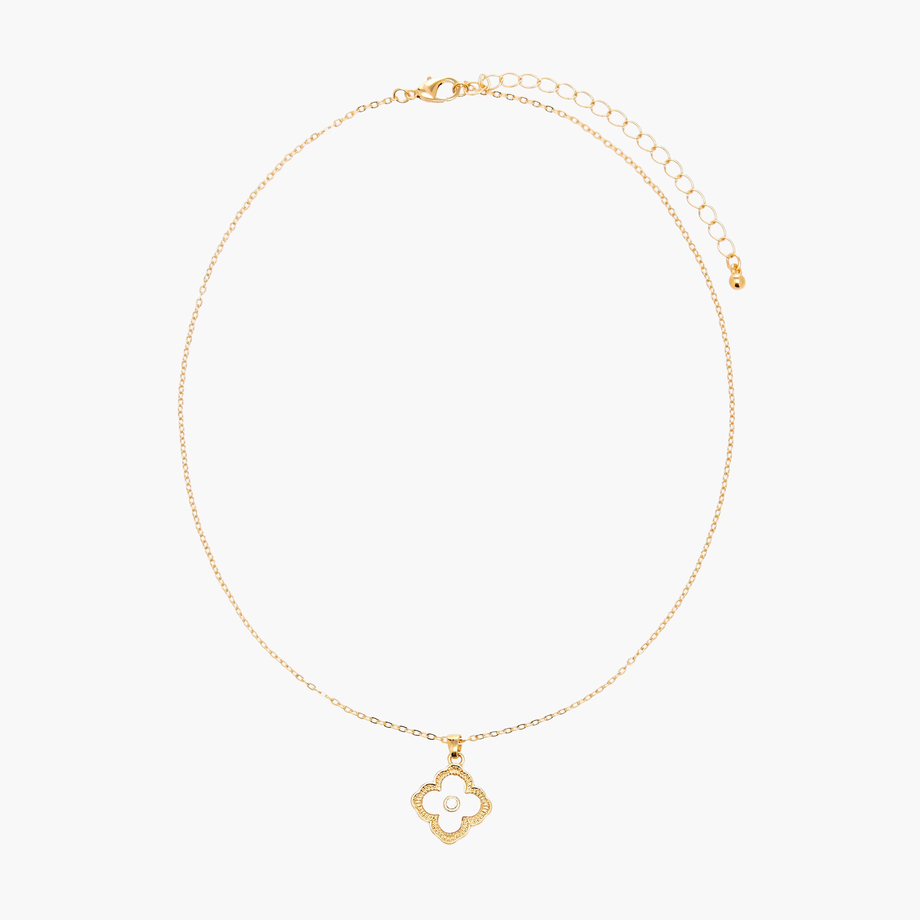 حلق وعقد بدلاية زهرية وتزيينات حجر - طقم من قطعتين-women-watchesandjewellery-jewellery-jewellerysets-image-2