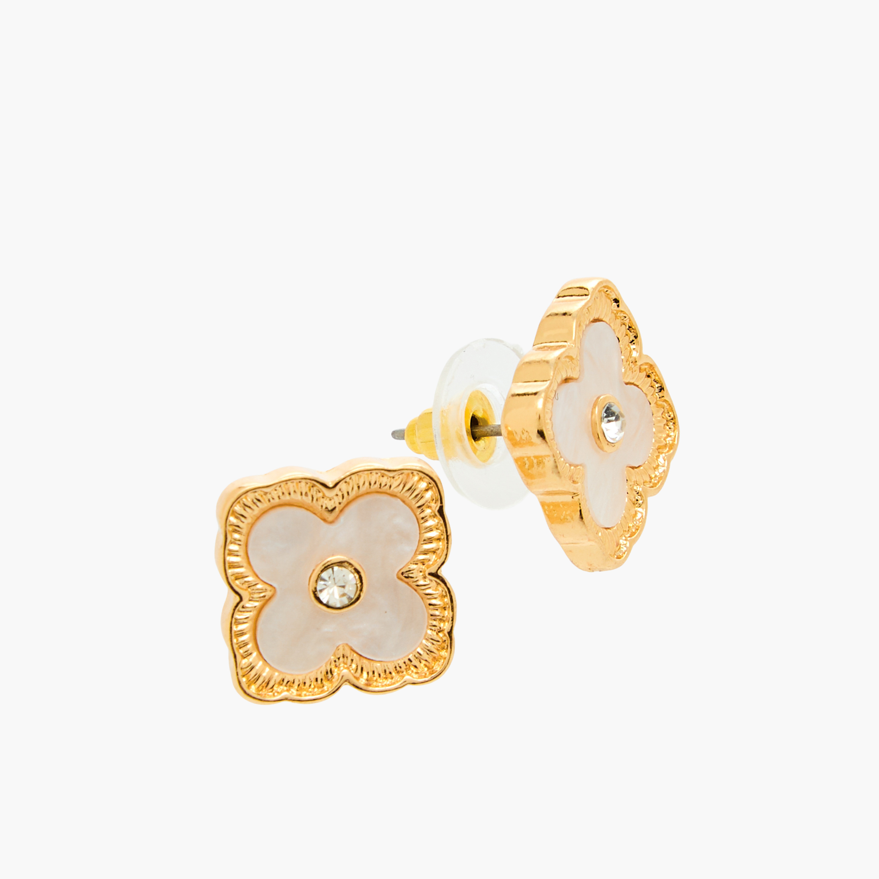 حلق وعقد بدلاية زهرية وتزيينات حجر - طقم من قطعتين-women-watchesandjewellery-jewellery-jewellerysets-image-5