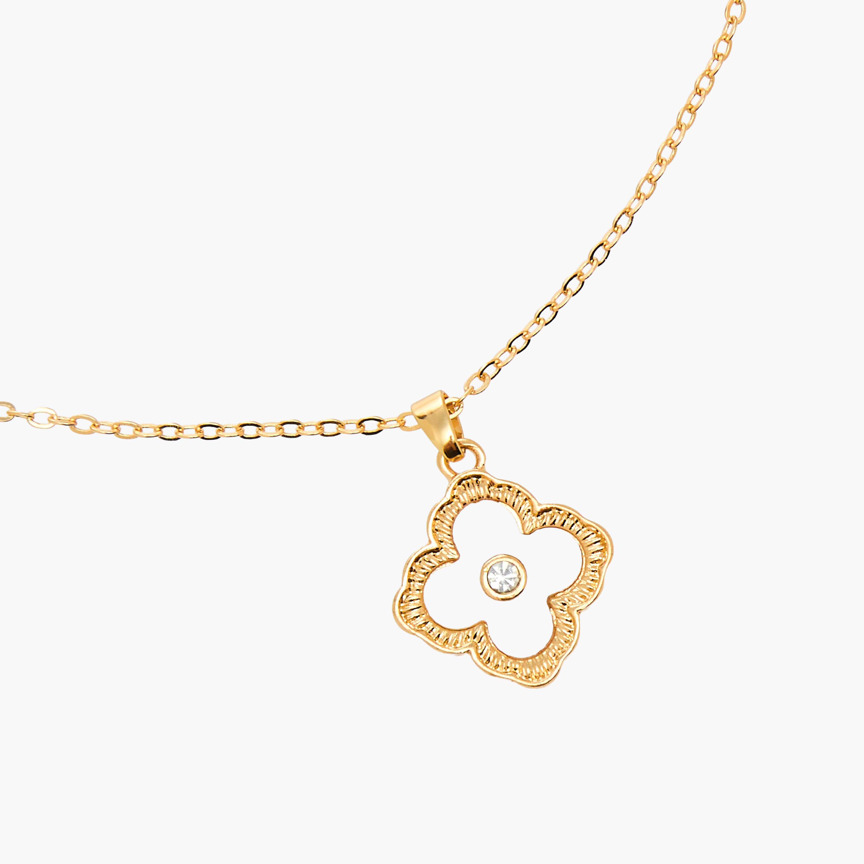 حلق وعقد بدلاية زهرية وتزيينات حجر - طقم من قطعتين-women-watchesandjewellery-jewellery-jewellerysets-image-7