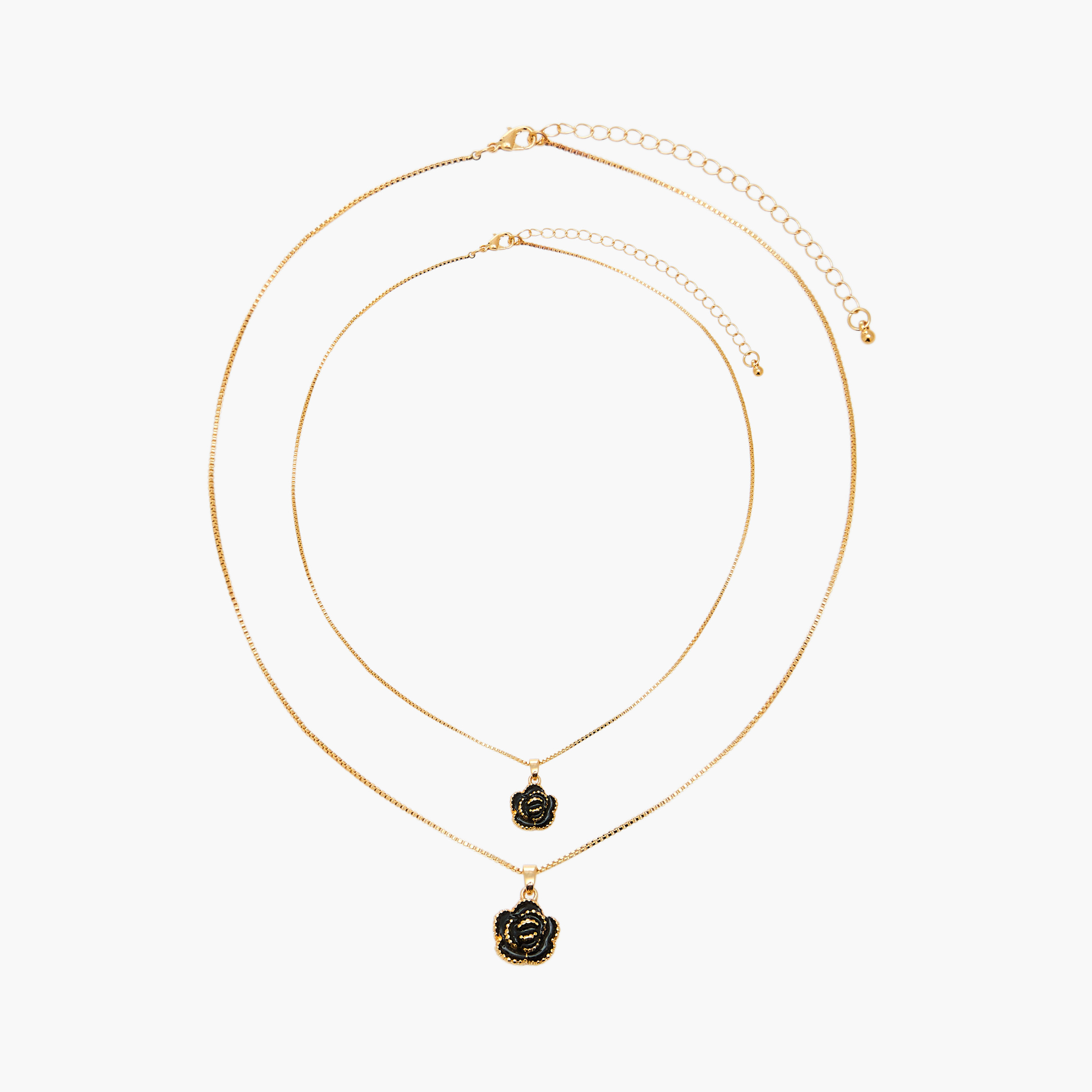 طقم من 2 - قلادة بدلاية مزينة بالزهور وأقراط-women-watchesandjewellery-jewellery-jewellerysets-image-1