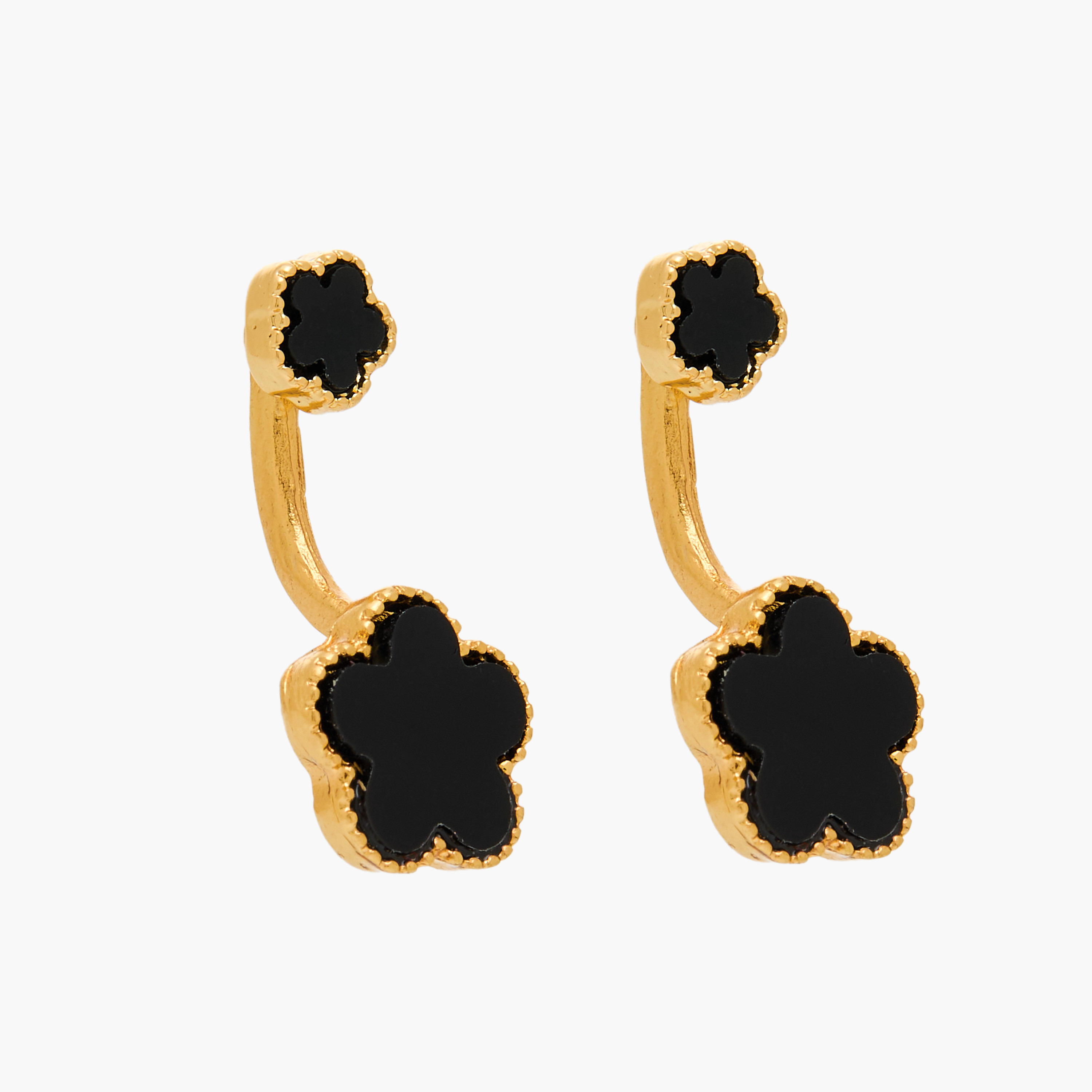 Gold Tone Floral Drop Earrings with Pushback Closure-women-watchesandjewellery-jewellery-earrings-image-2