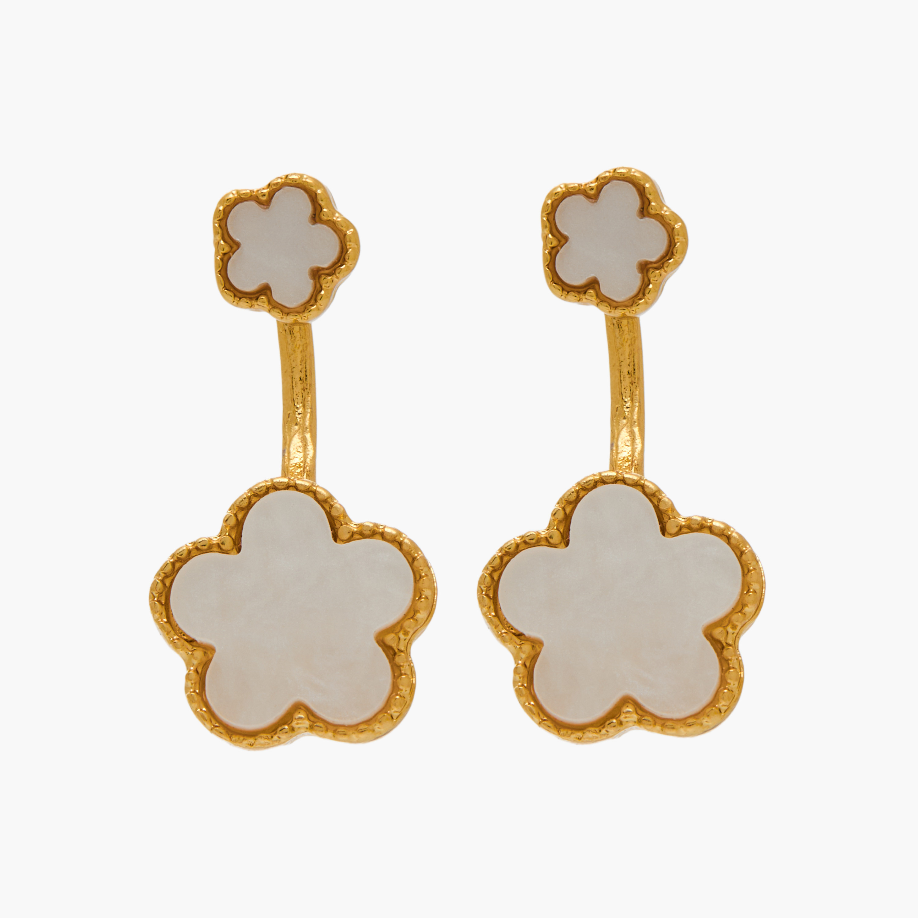 Gold Tone Floral Drop Earrings with Pushback Closure-women-watchesandjewellery-jewellery-earrings-image-1