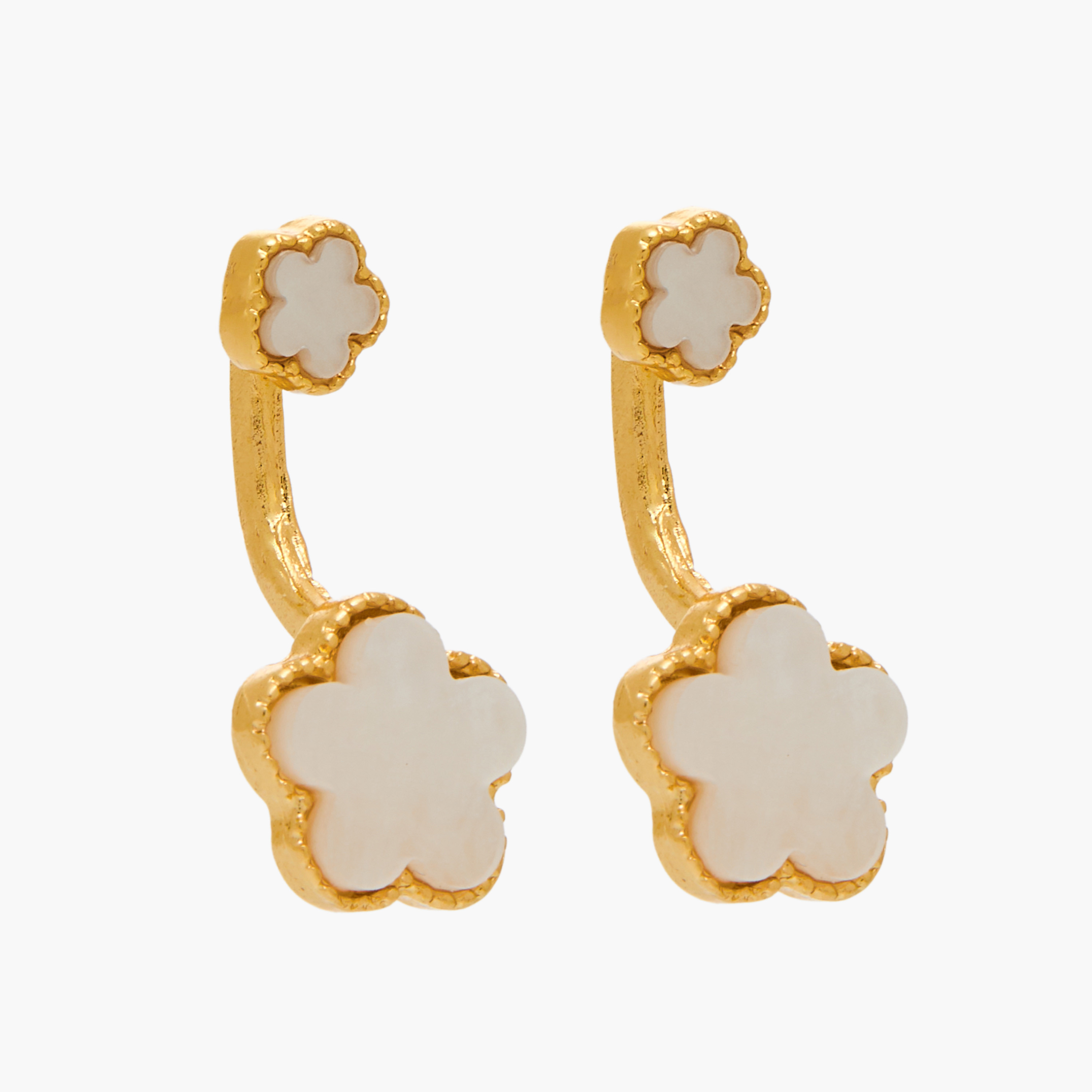 Gold Tone Floral Drop Earrings with Pushback Closure-women-watchesandjewellery-jewellery-earrings-image-2