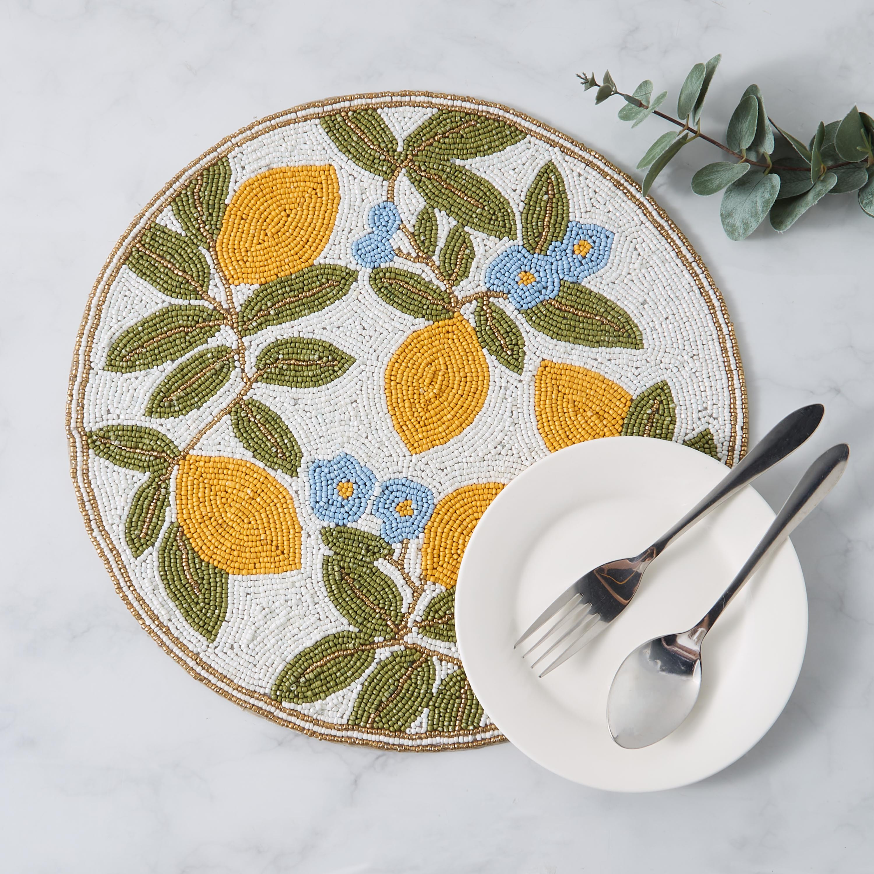 Lemon Embellished Placemat-household-dining-tablelinen-placemats-image-1