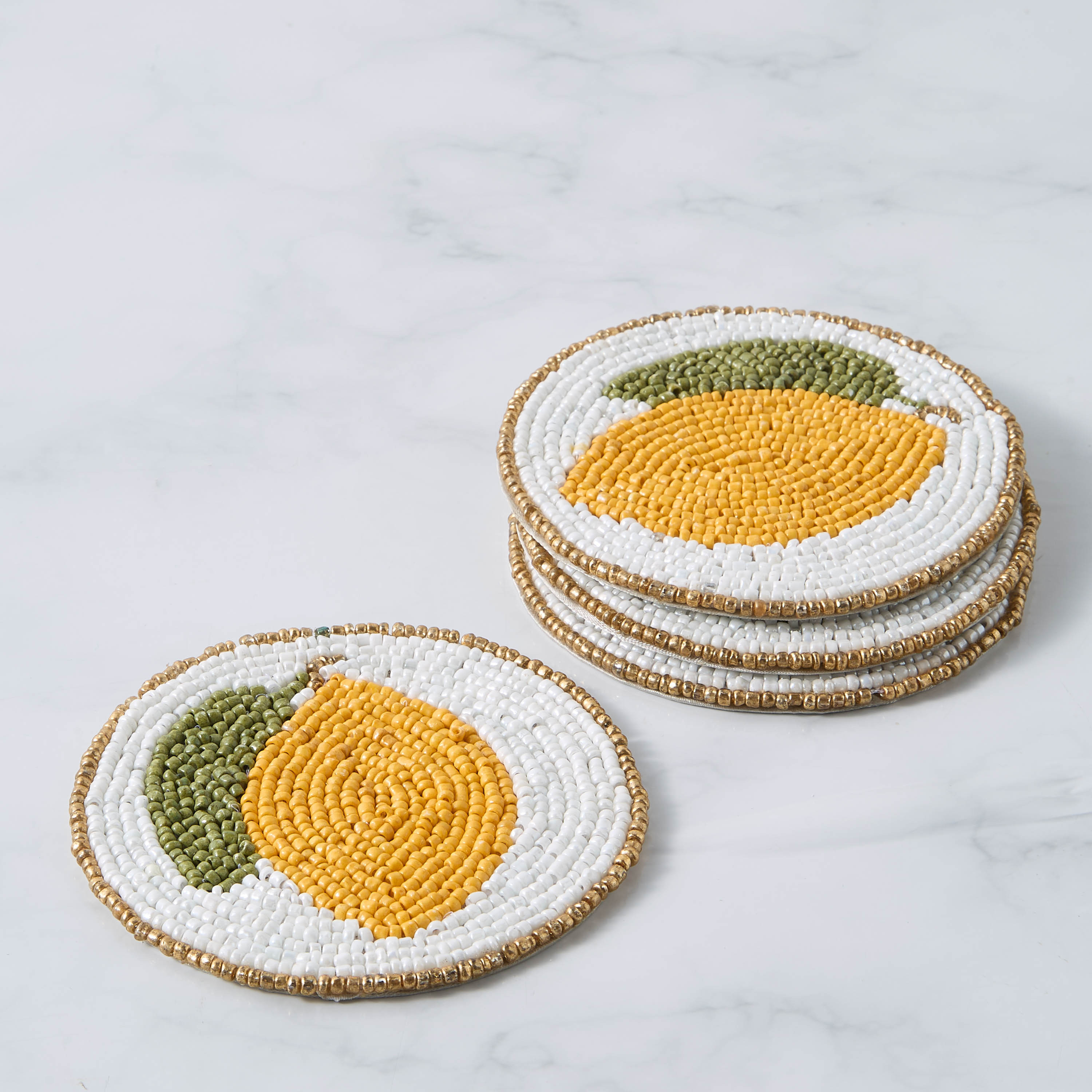 Lemon Embellished Coaster - Set of 4-household-dining-tablelinen-napkinsandaccessories-image-1