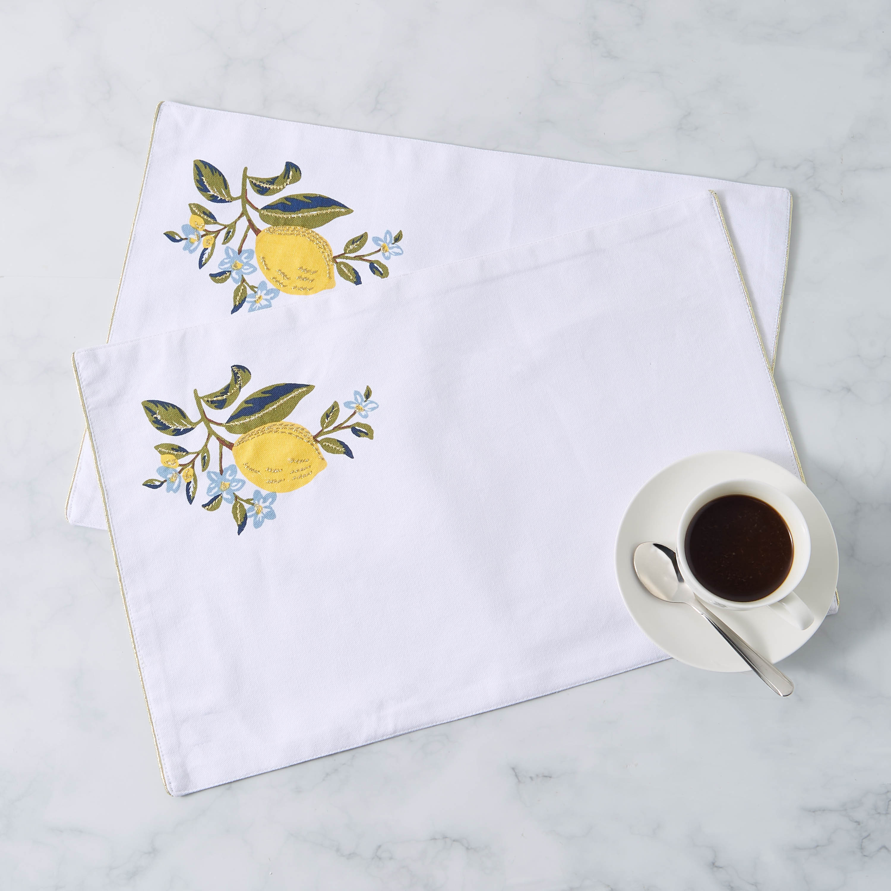Lemon Print 2-Piece Placemat Set - 45x30 cms-household-dining-tablelinen-placemats-image-1