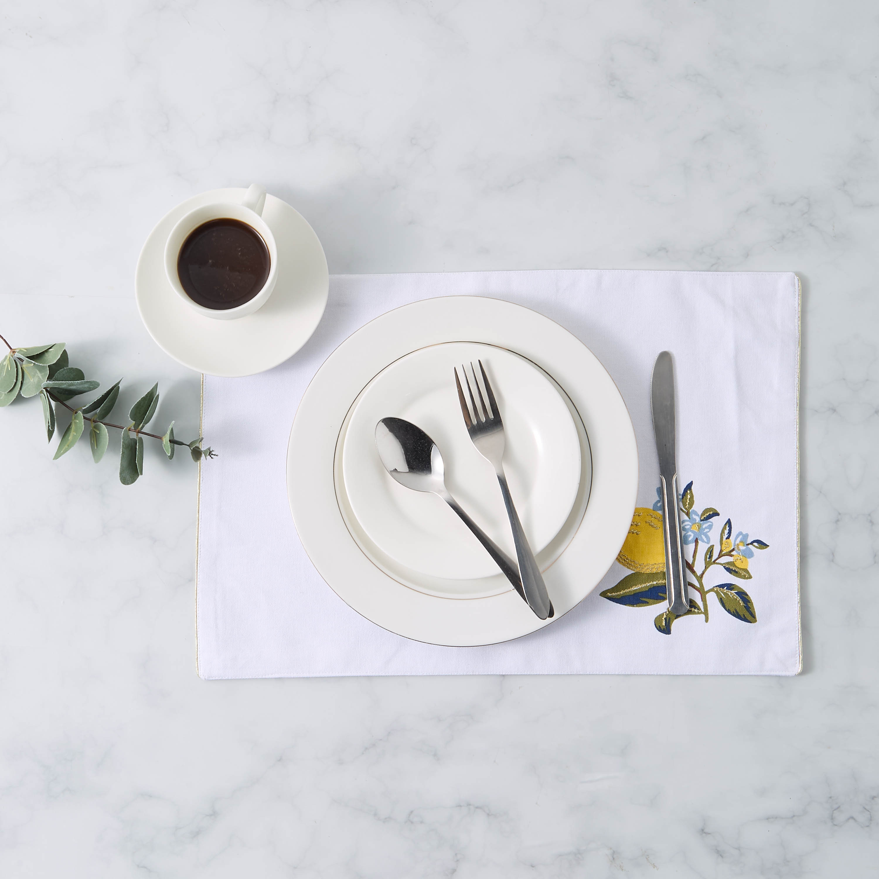 Lemon Print 2-Piece Placemat Set - 45x30 cms-household-dining-tablelinen-placemats-image-2