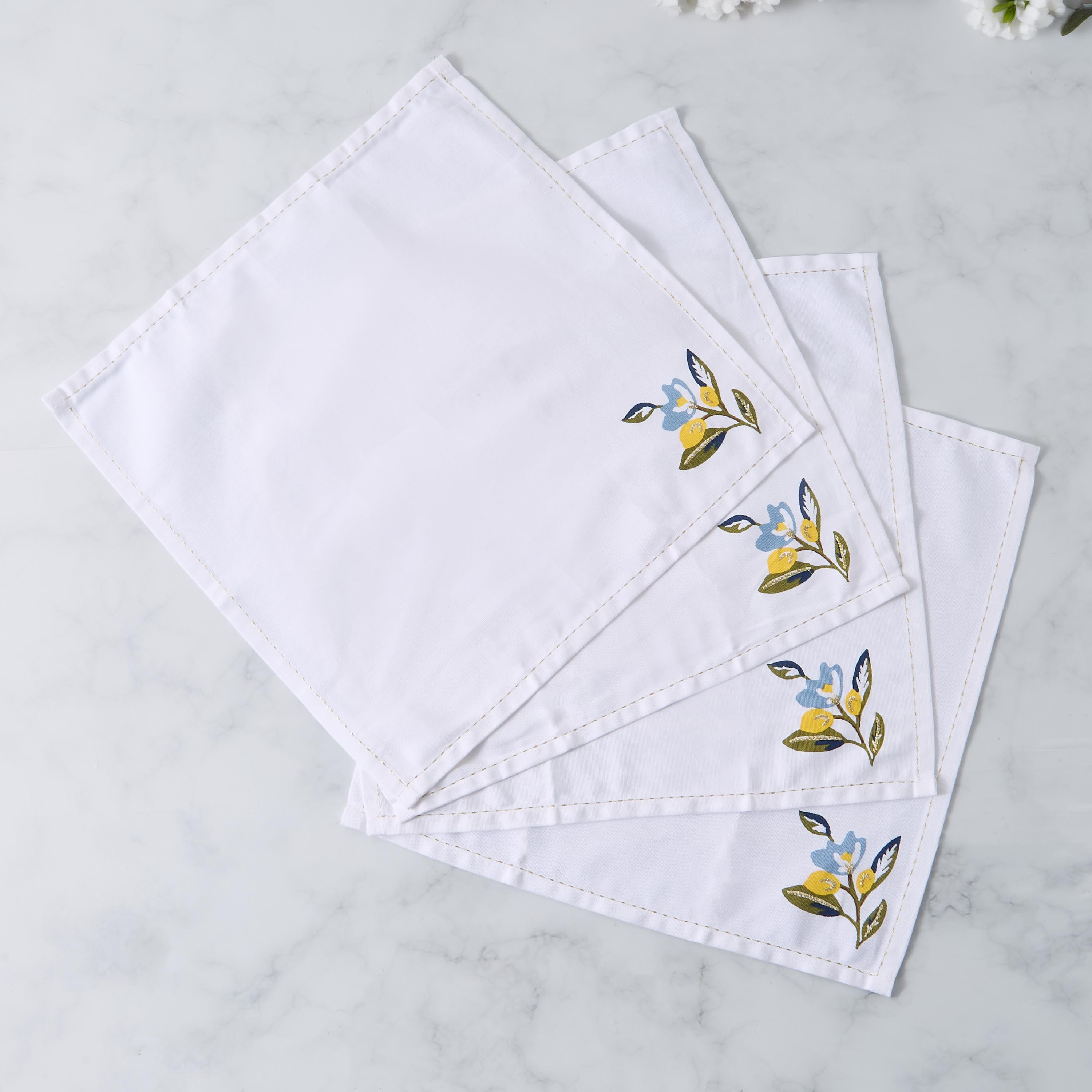Lemon Print 4-Piece Napkin Set - 42x42 cms-household-dining-tablelinen-napkinsandaccessories-image-3
