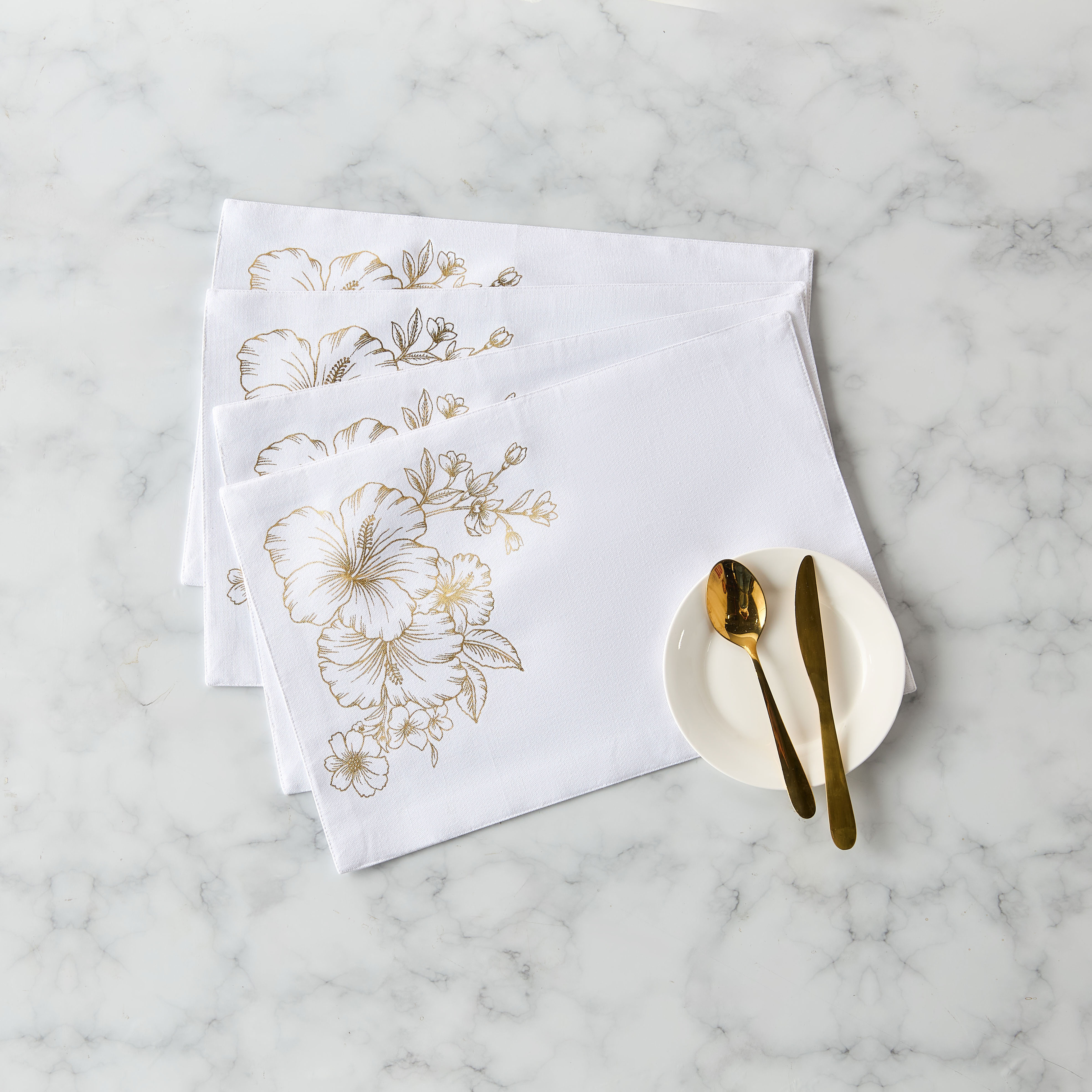 Summer Hot Flower Foil Print 4-Piece Placemat Set - 30x45 cms-household-dining-tablelinen-placemats-image-1