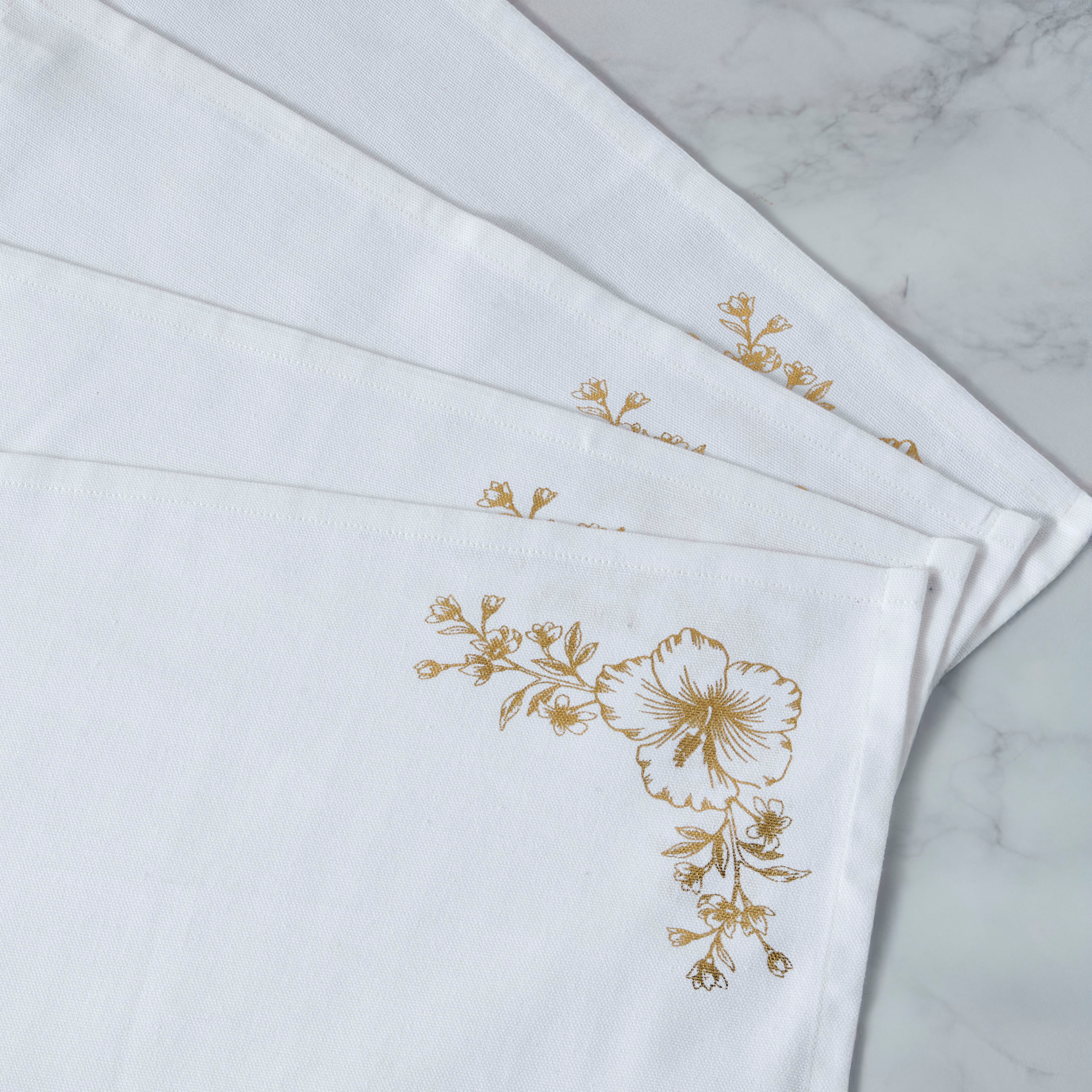 Summer Hot Flower Foil Print 4-Piece Napkin Set - 42x42 cms-household-dining-tablelinen-napkinsandaccessories-image-4