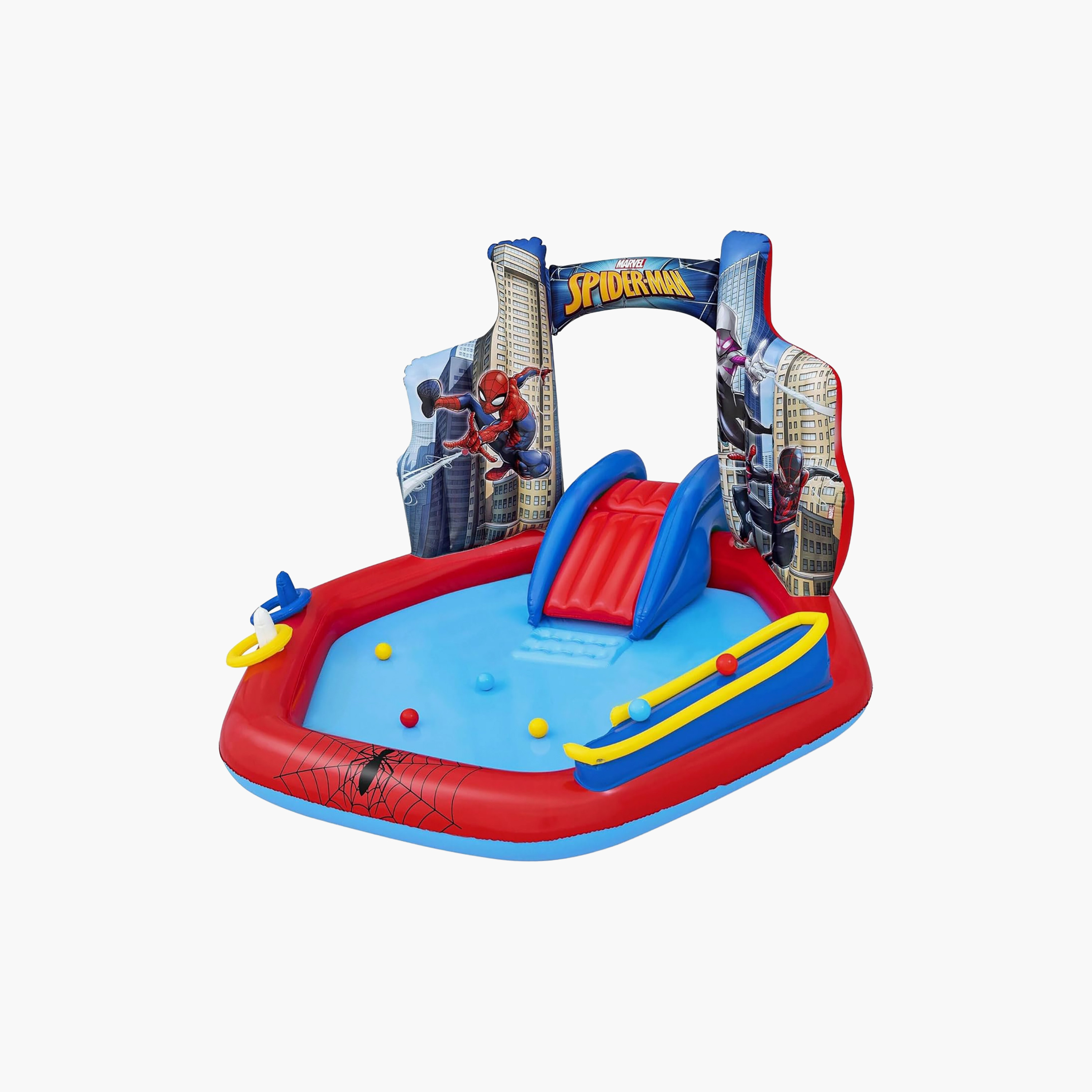 مركز ألعاب قابل للنفخ بطبعة سبايدر مان مع زحليقة من بيست واي-toys-outdoor-poolandbeach-beachtoys-image-1
