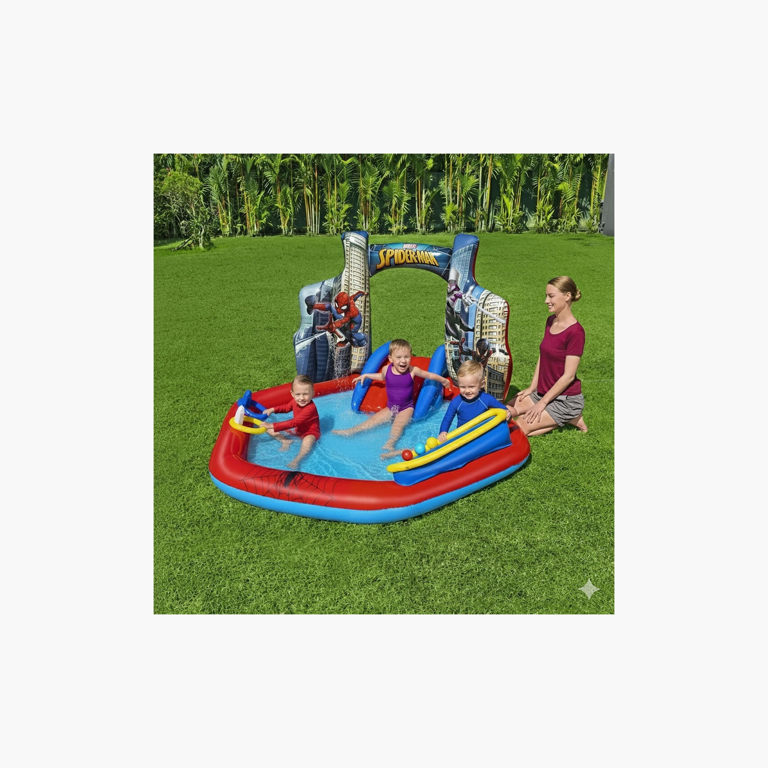 مركز ألعاب قابل للنفخ بطبعة سبايدر مان مع زحليقة من بيست واي-toys-outdoor-poolandbeach-beachtoys-image-2