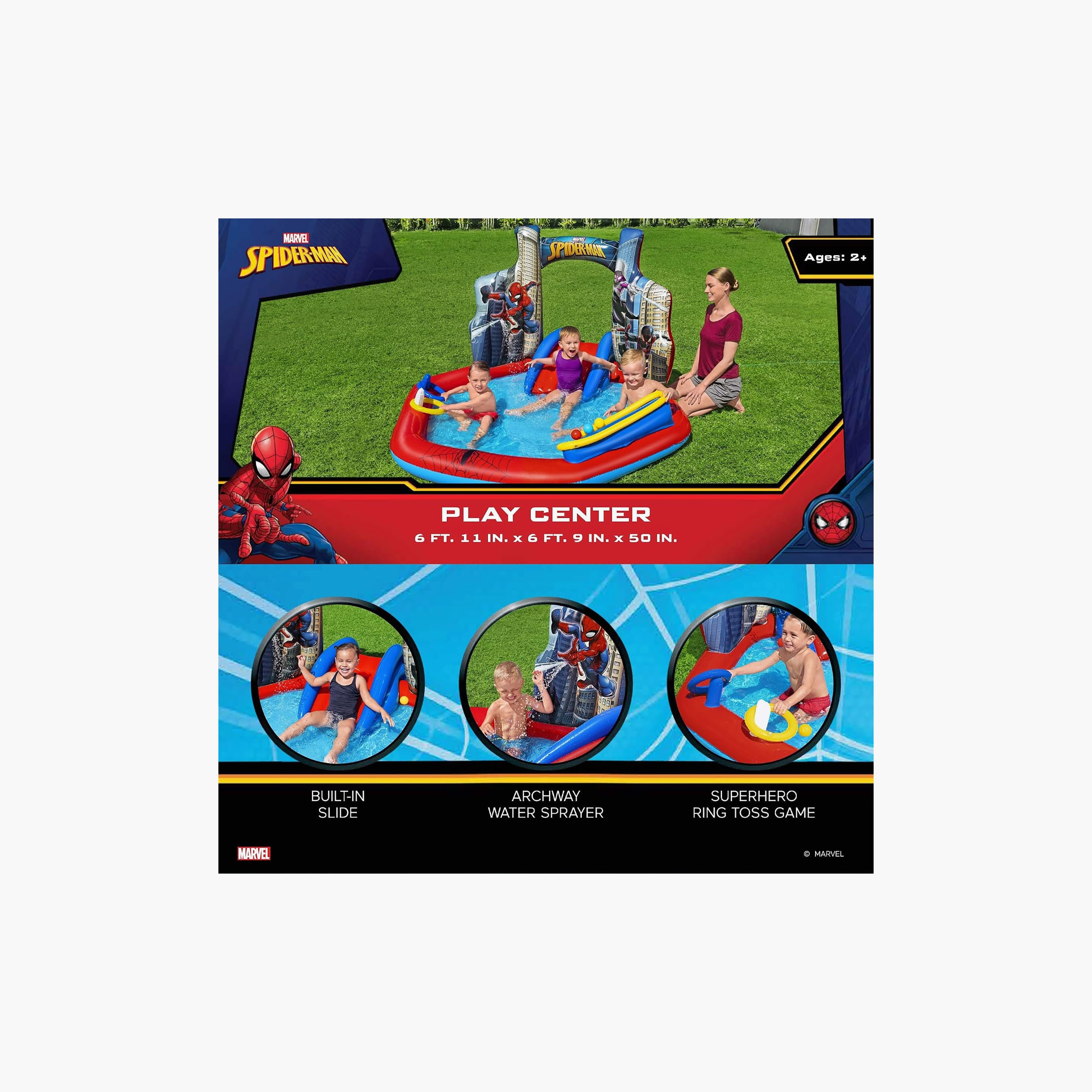 مركز ألعاب قابل للنفخ بطبعة سبايدر مان مع زحليقة من بيست واي-toys-outdoor-poolandbeach-beachtoys-image-3