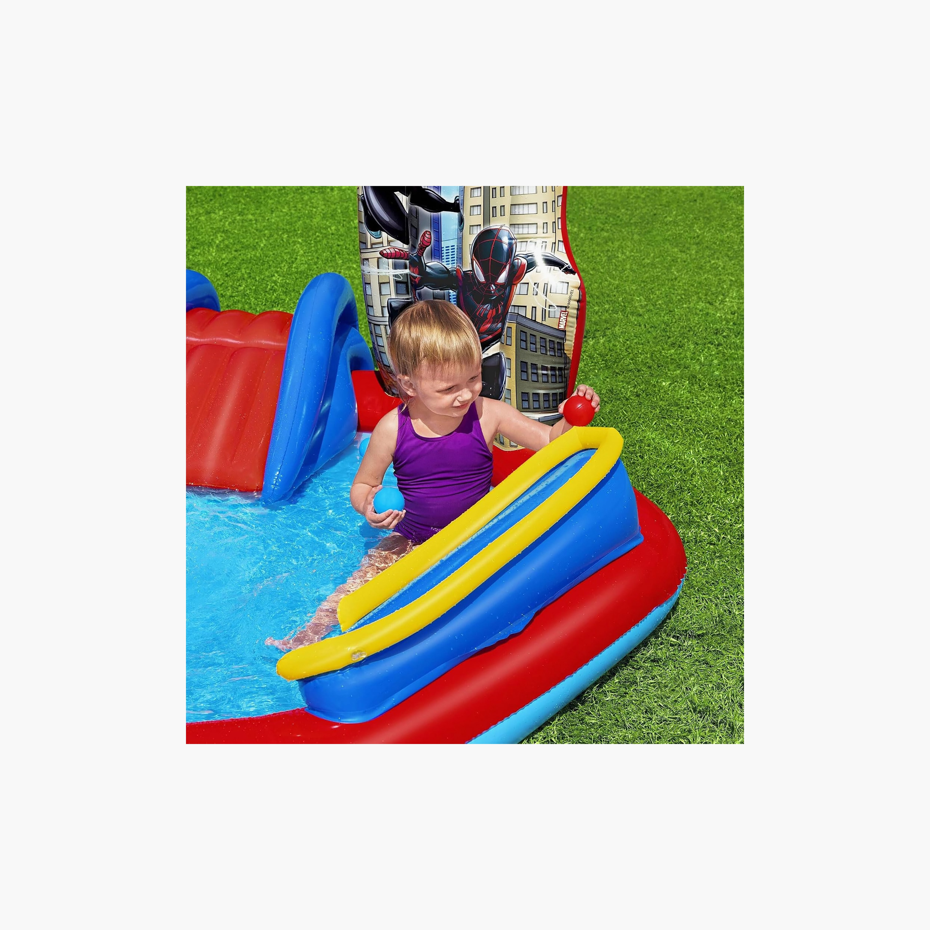 مركز ألعاب قابل للنفخ بطبعة سبايدر مان مع زحليقة من بيست واي-toys-outdoor-poolandbeach-beachtoys-image-4