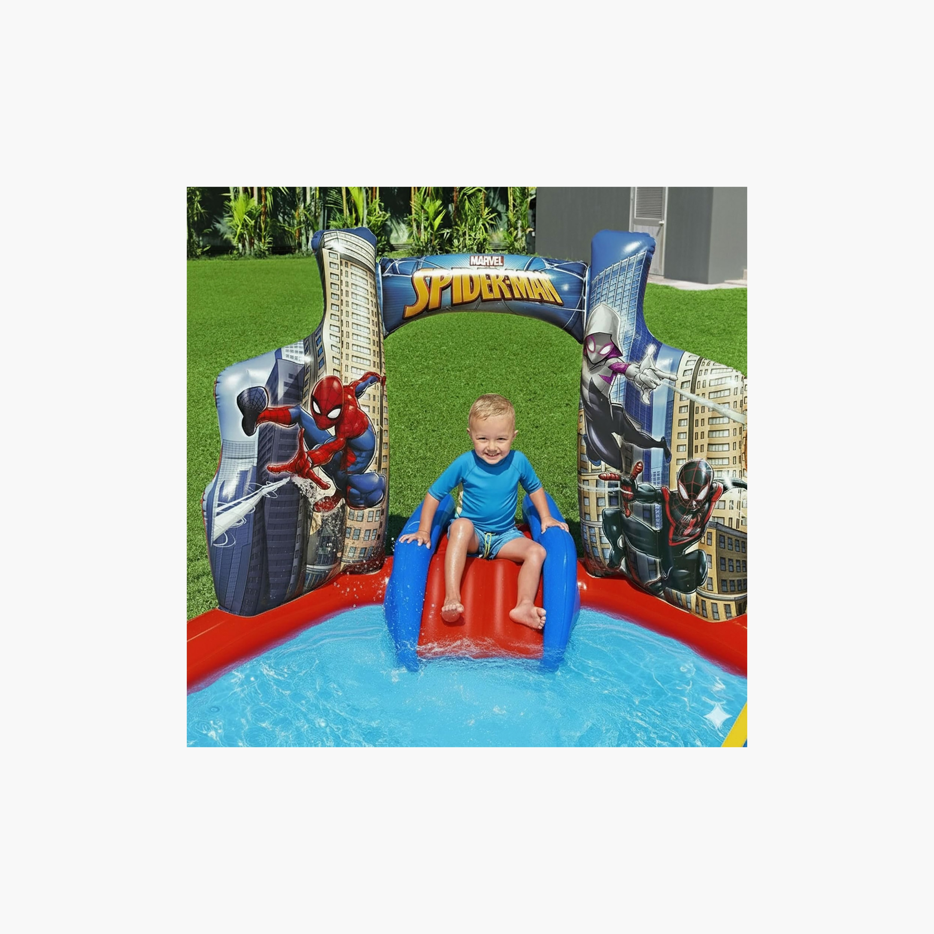 مركز ألعاب قابل للنفخ بطبعة سبايدر مان مع زحليقة من بيست واي-toys-outdoor-poolandbeach-beachtoys-image-5