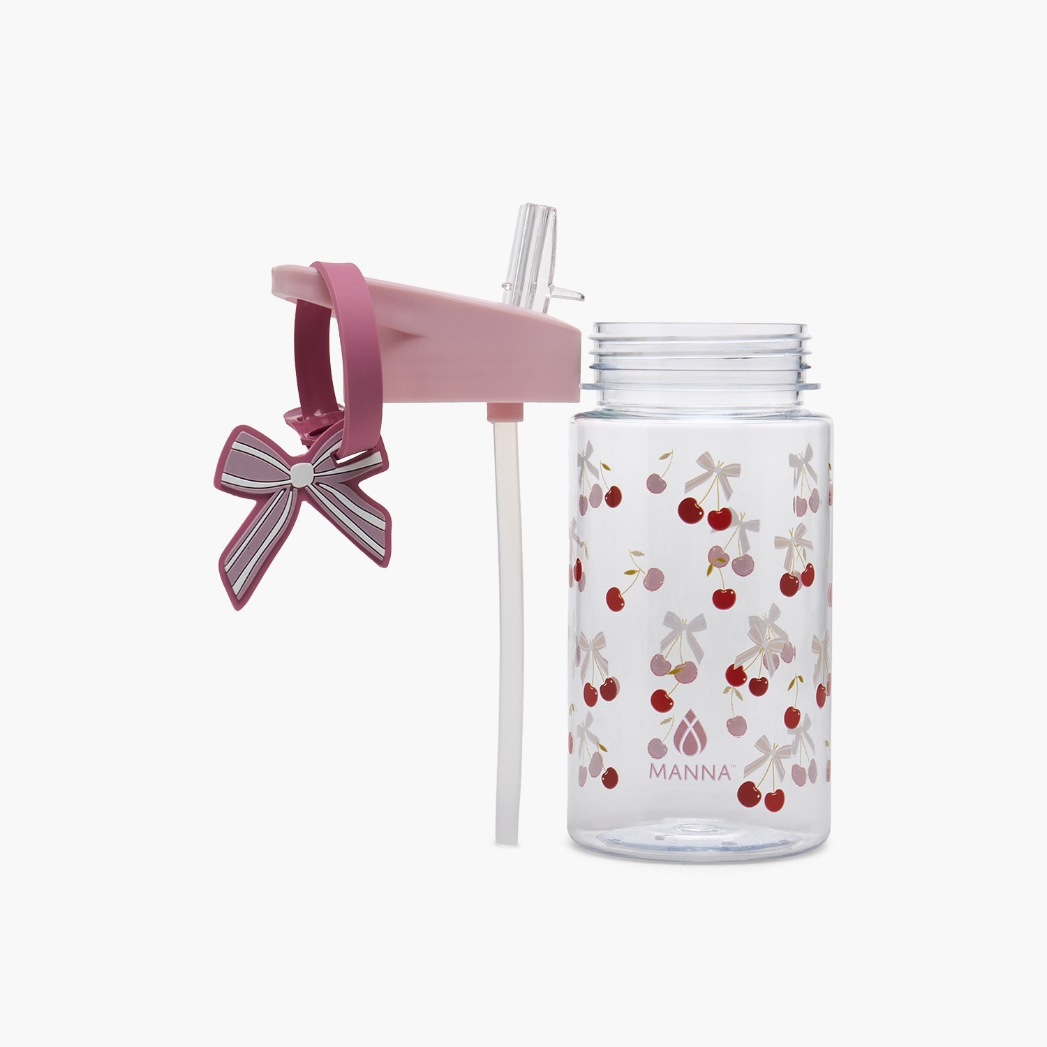 MANNA Cherry Print Water Bottle with Flip Spout and Handle - 444 ml-school-waterbottles-image-2