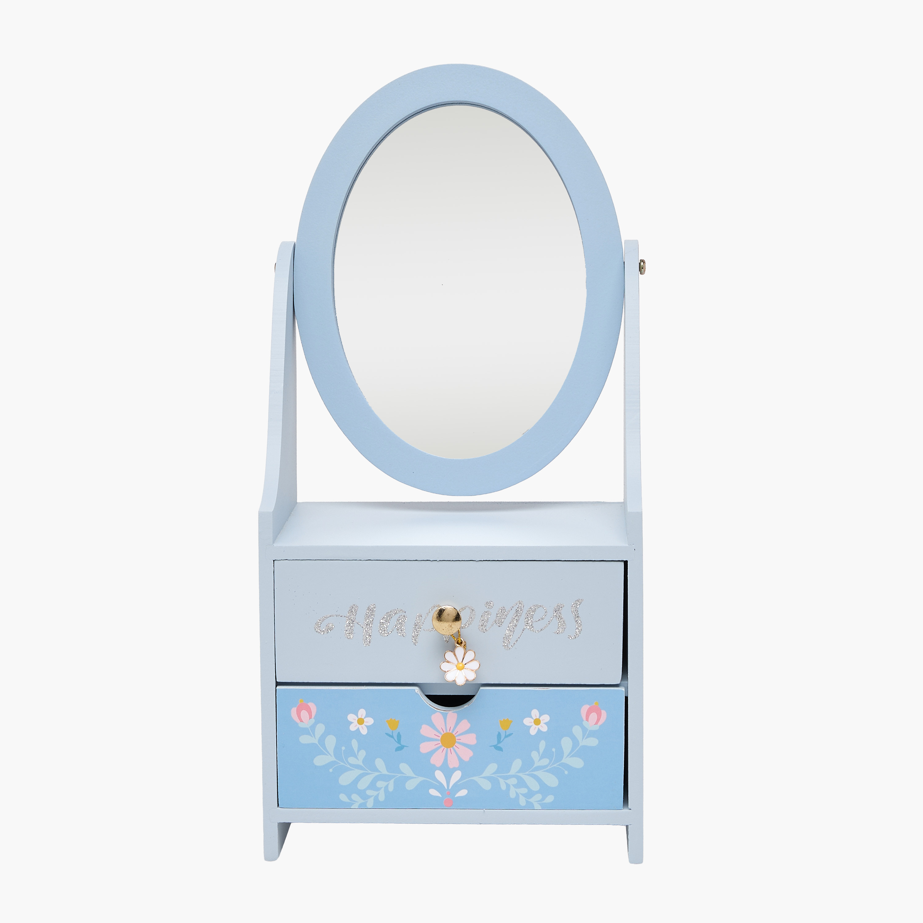 Findz Jewellery Organizer with Daisy Print and Mirror - 18x5x15 cms-women-watchesandjewellery-jewellery-storage-image-1