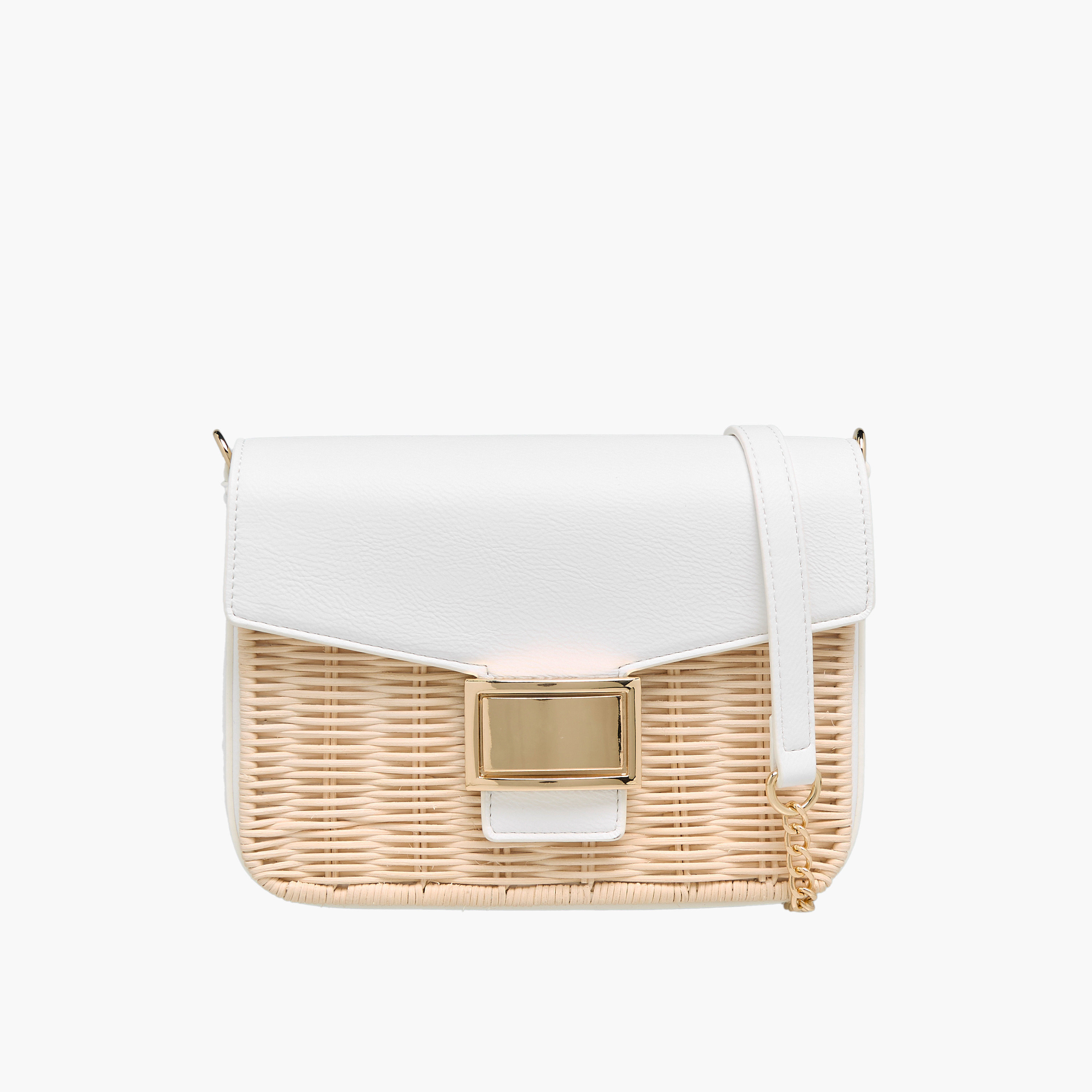 شنطة كروس بودي بملمس مموج بارز وحزام سلسلة من ساشا-women-bagsandwallets-handbags-image-1