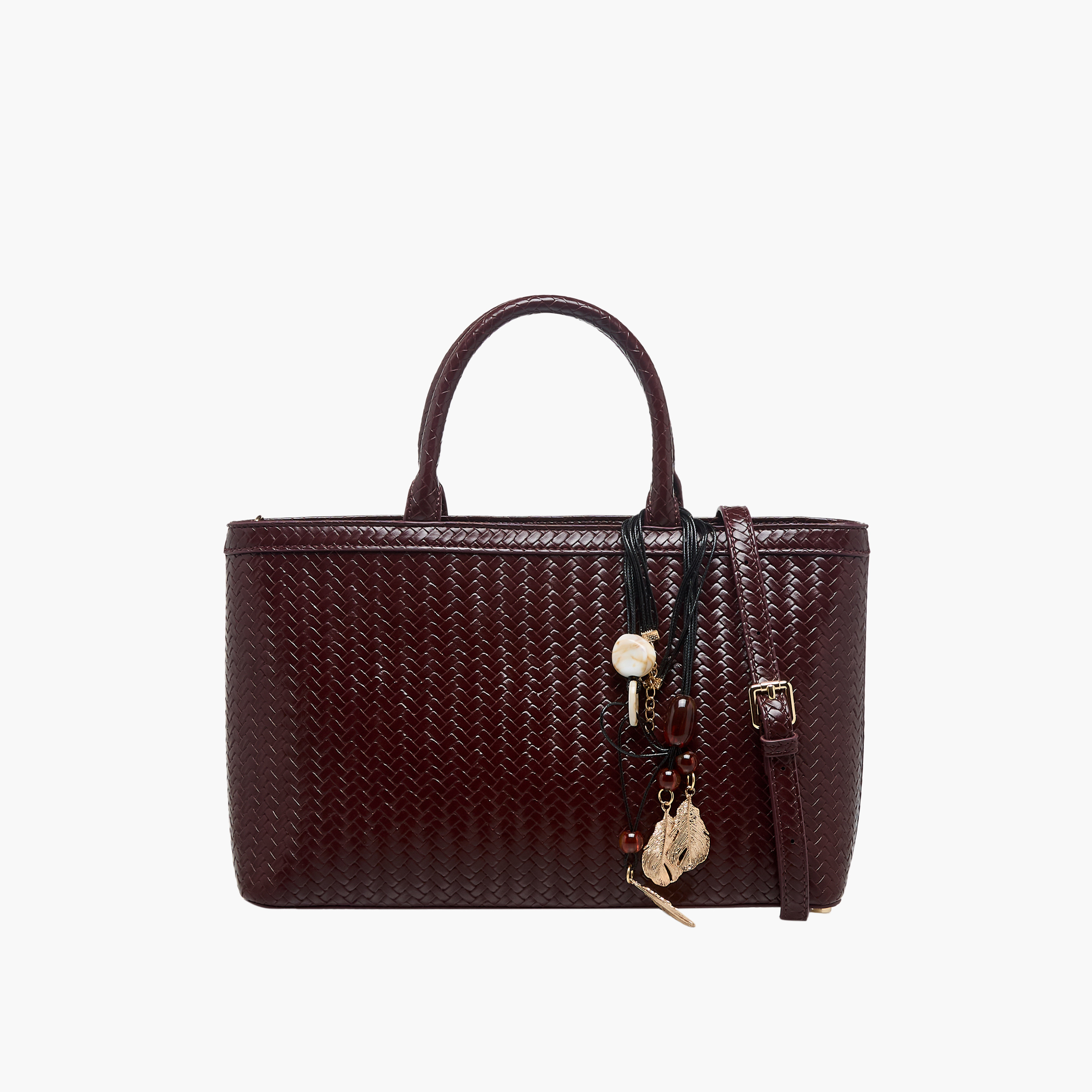 Sasha Weave Textured Tote Bag with Zip Closure-women-bagsandwallets-handbags-image-1