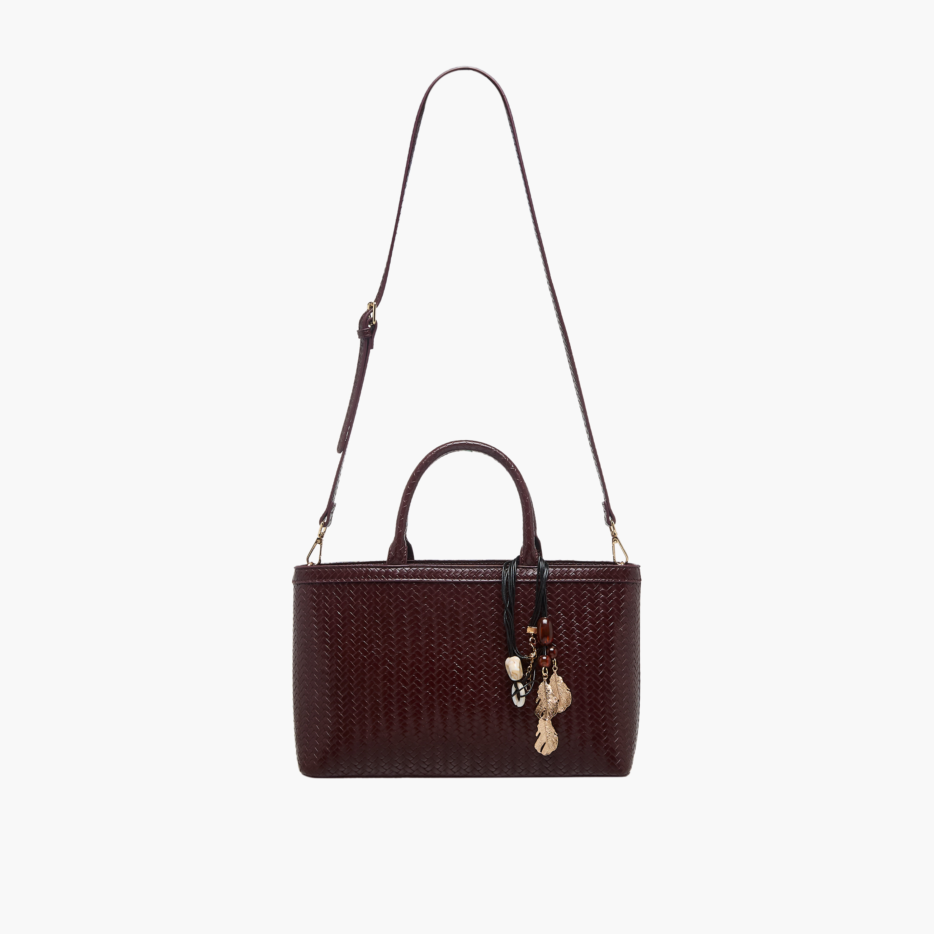Sasha Weave Textured Tote Bag with Zip Closure-women-bagsandwallets-handbags-image-3