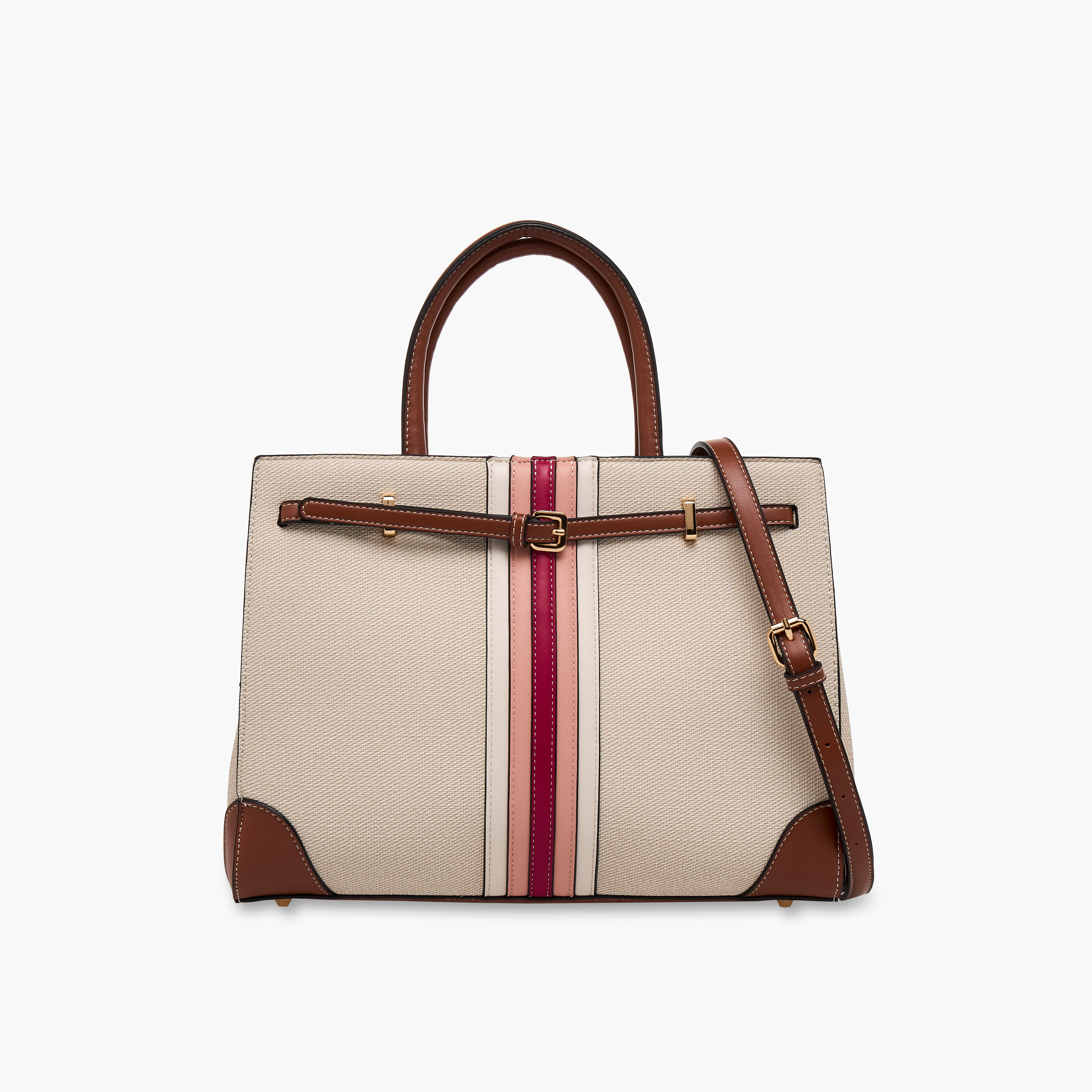 Sasha Textured Tote Bag with Zip Closure-women-bagsandwallets-handbags-image-1