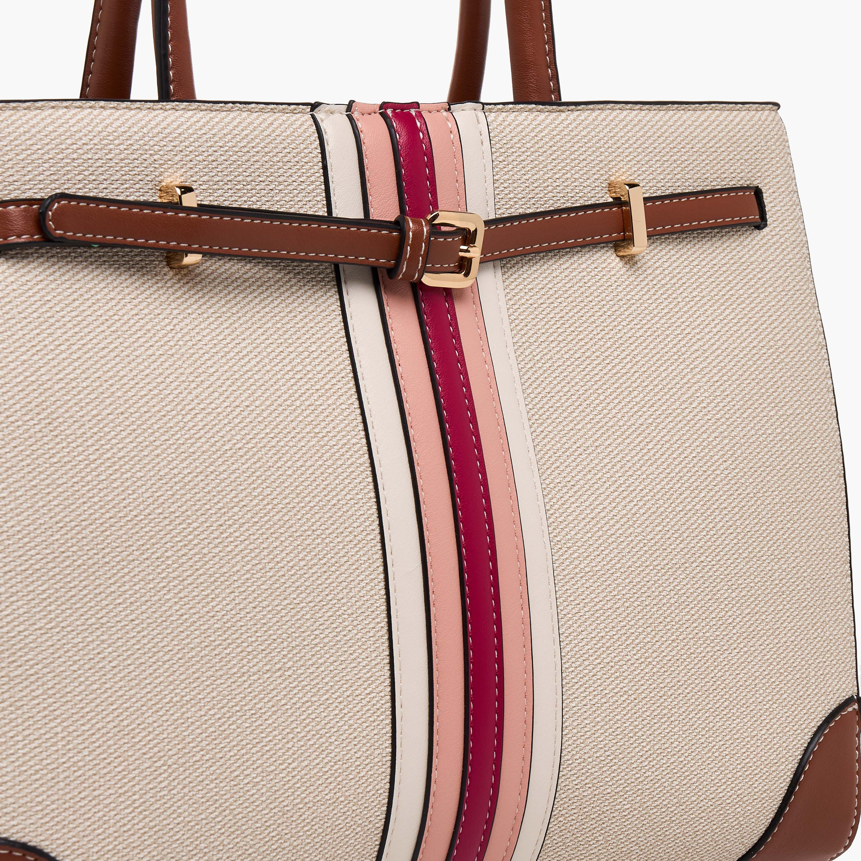 Sasha Textured Tote Bag with Zip Closure-women-bagsandwallets-handbags-image-4
