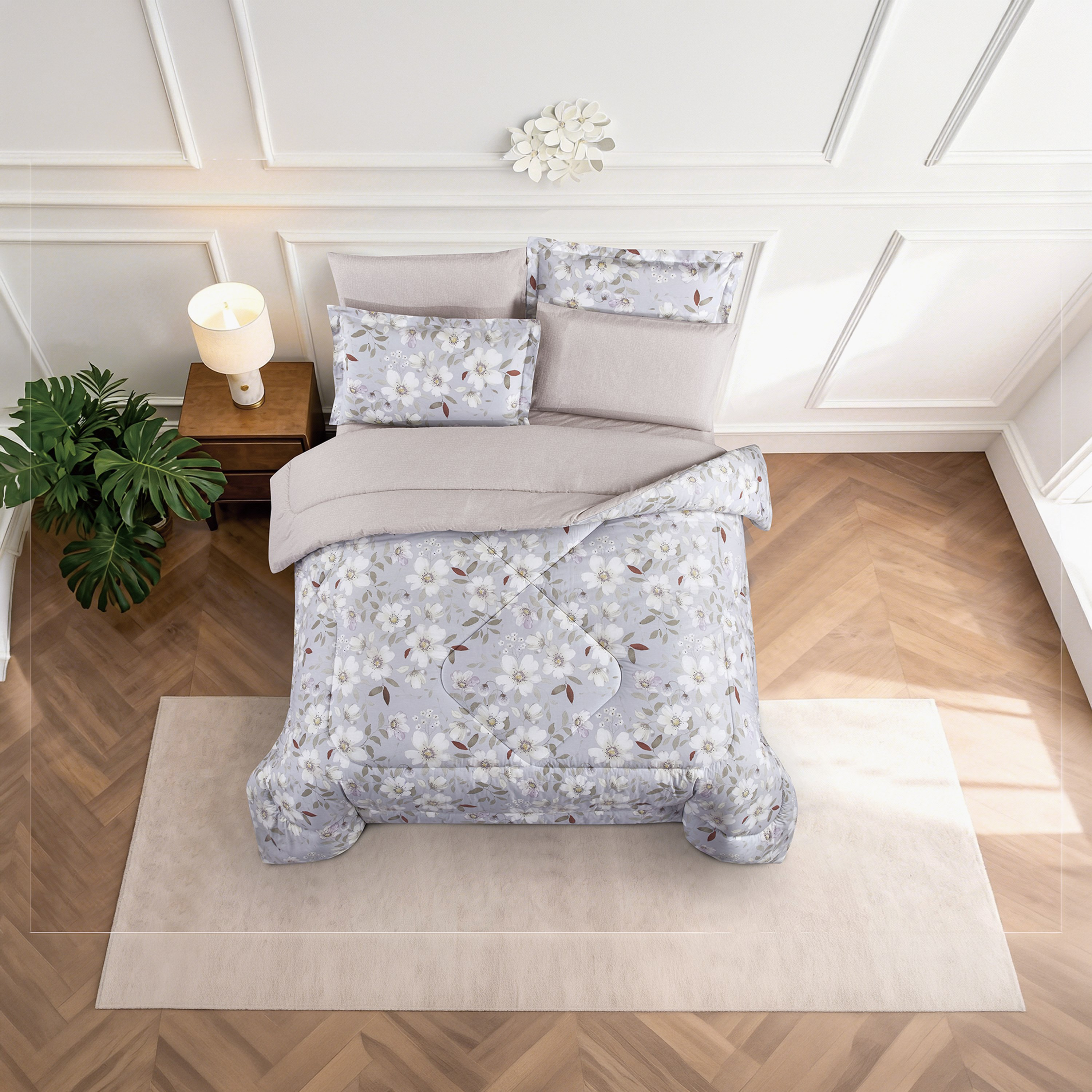 Unique Home All Season 100% Cotton Comforter Set 6 pcs Super King Size - 240x260 cms-household-bedding-comfortersandbedspreads-comforters-image-1