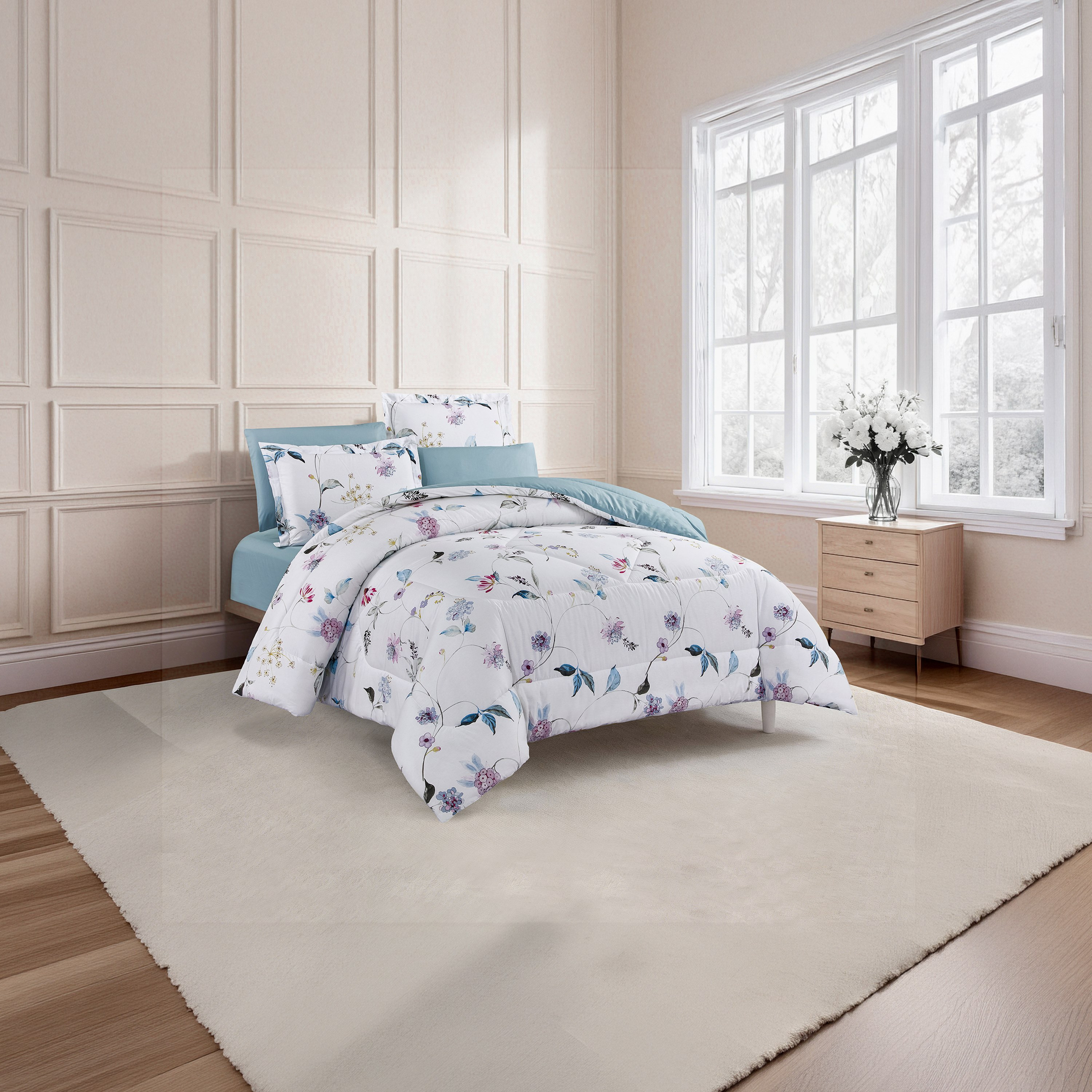 Unique Home All Season 100% Cotton Comforter Set 6 pcs Super King Size - 240x260 cms-household-bedding-comfortersandbedspreads-comforters-image-2