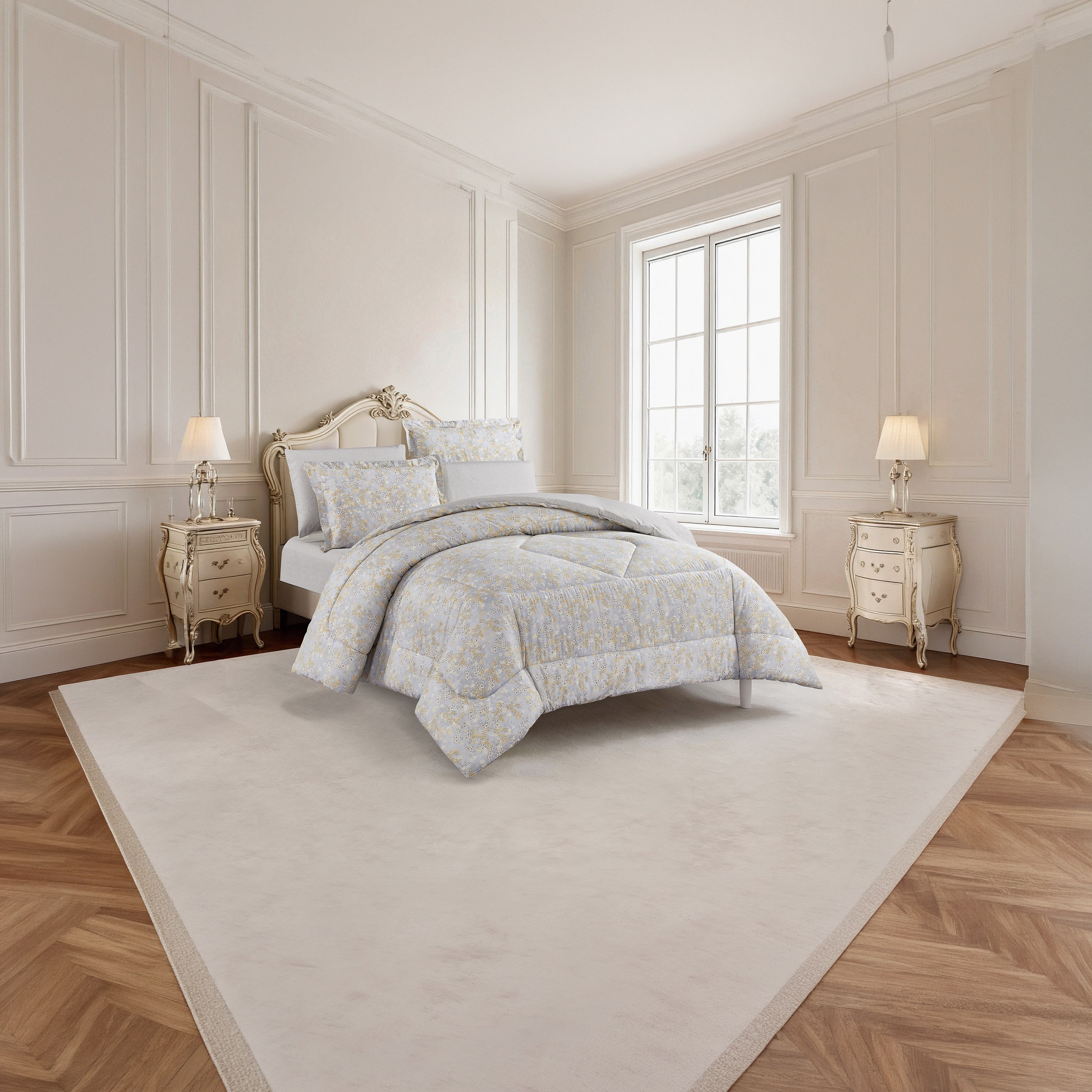 Unique Home All Season 100% Cotton Comforter Set 6 pcs Super King Size - 240x260 cms-household-bedding-comfortersandbedspreads-comforters-image-1
