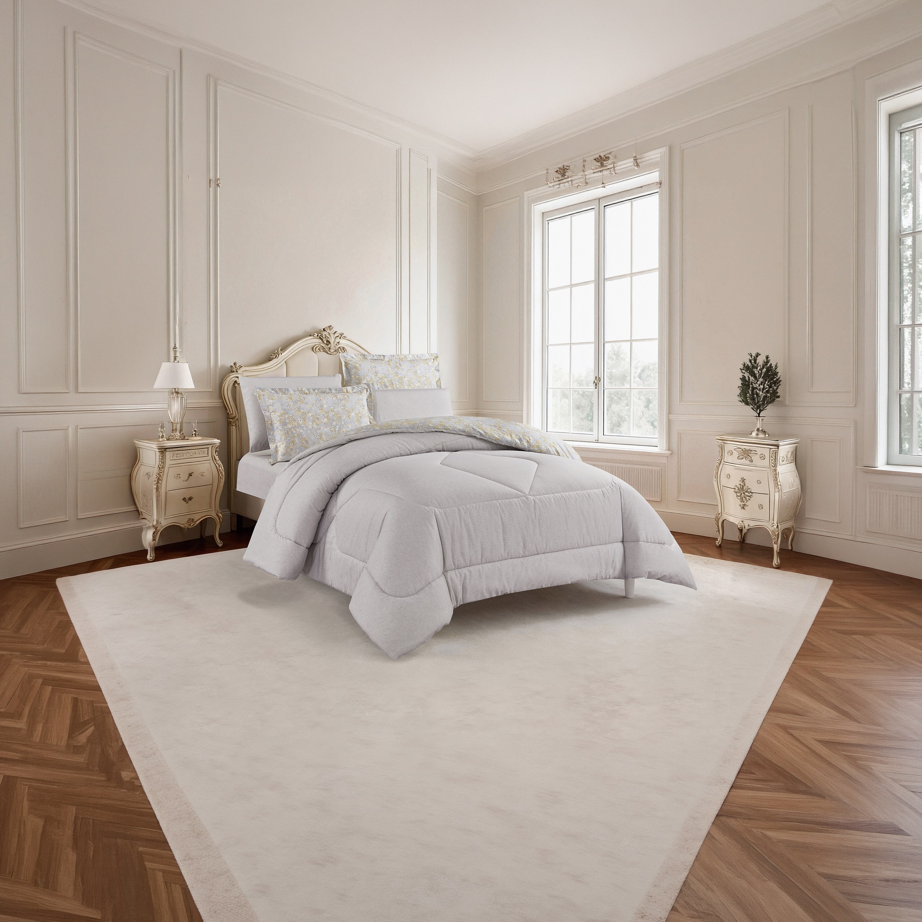 Unique Home All Season 100% Cotton Comforter Set 6 pcs Super King Size - 240x260 cms-household-bedding-comfortersandbedspreads-comforters-image-2