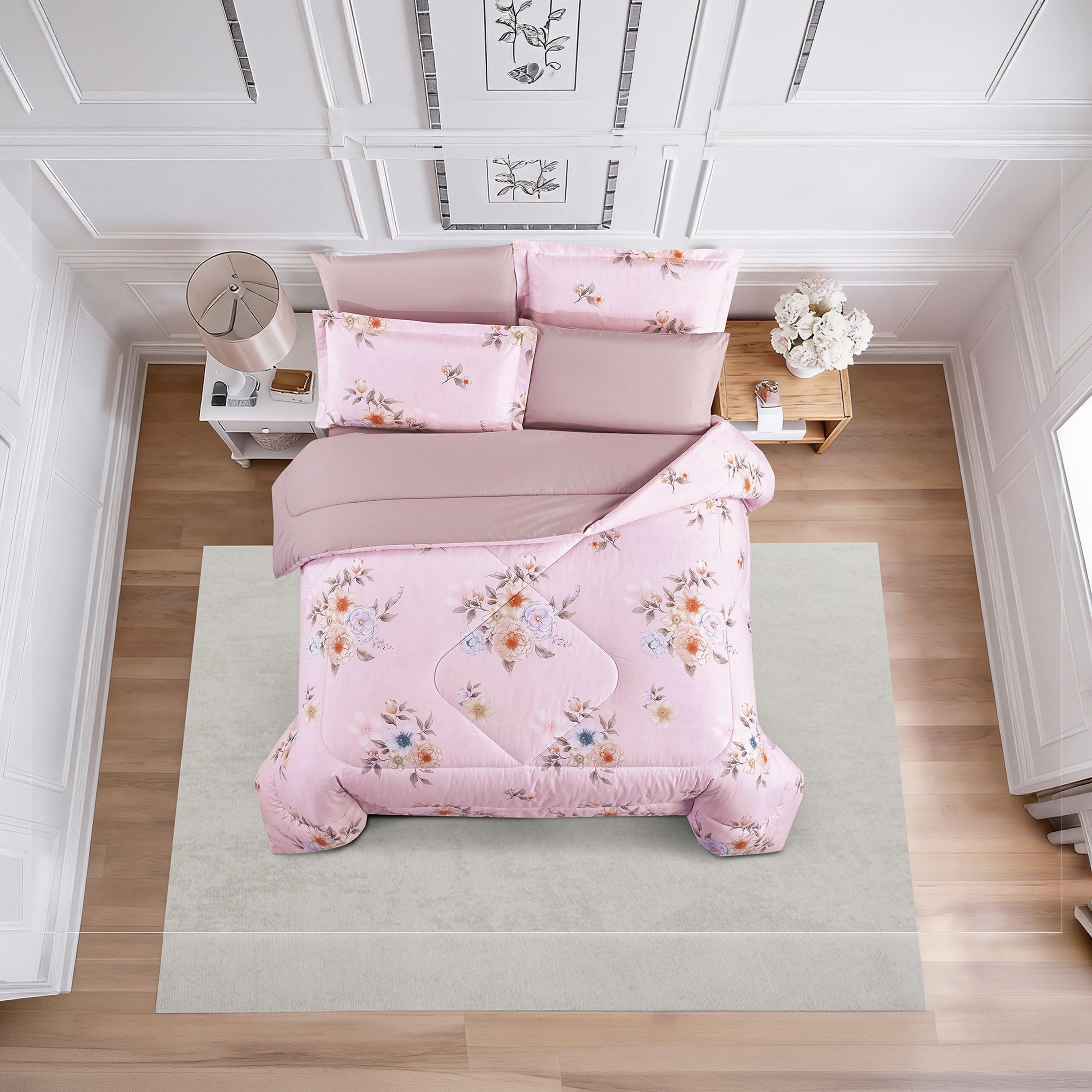 Unique Home All Season 100% Cotton Comforter Set 6 pcs Super King Size - 240x260 cms-household-bedding-comfortersandbedspreads-comforters-image-1