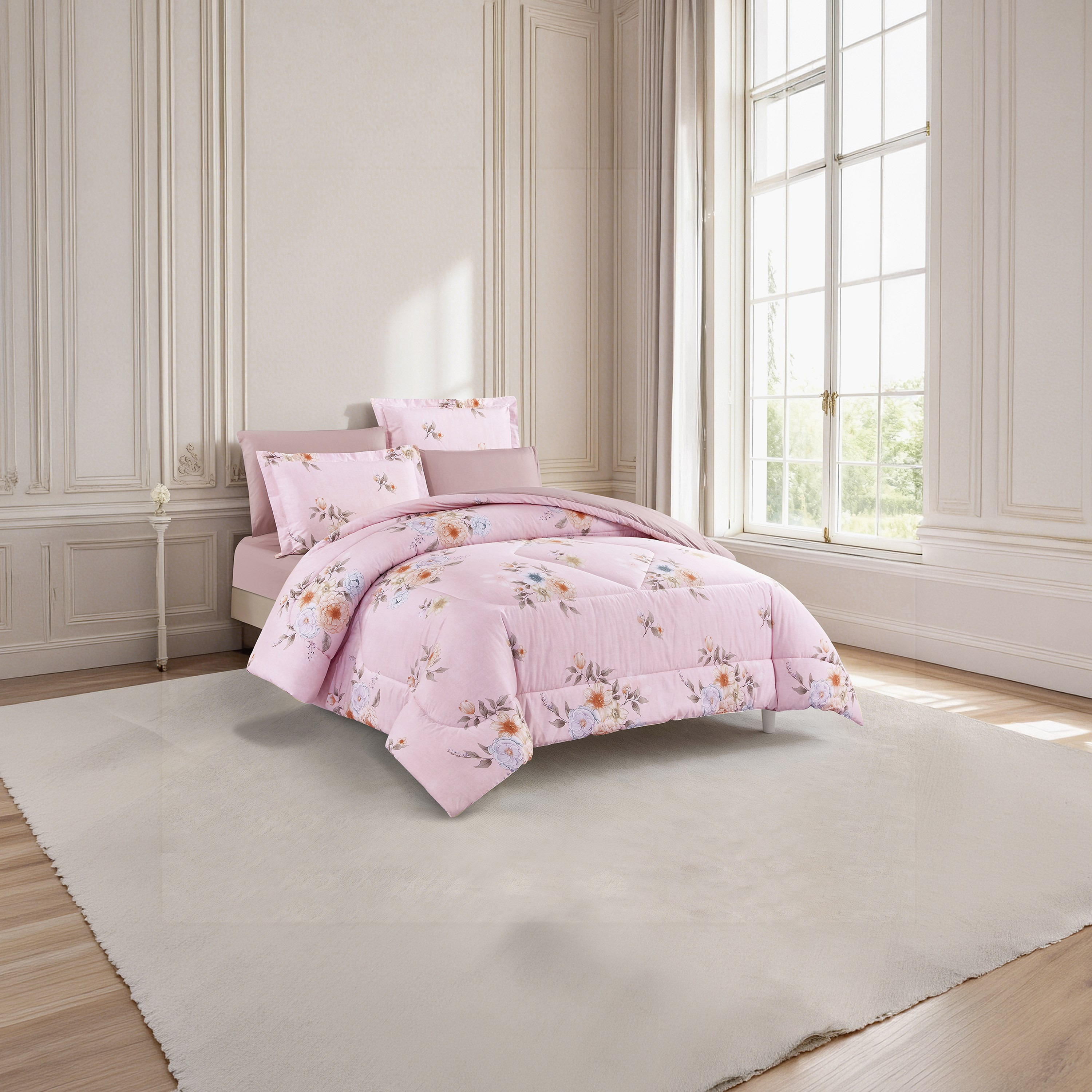 Unique Home All Season 100% Cotton Comforter Set 6 pcs Super King Size - 240x260 cms-household-bedding-comfortersandbedspreads-comforters-image-2