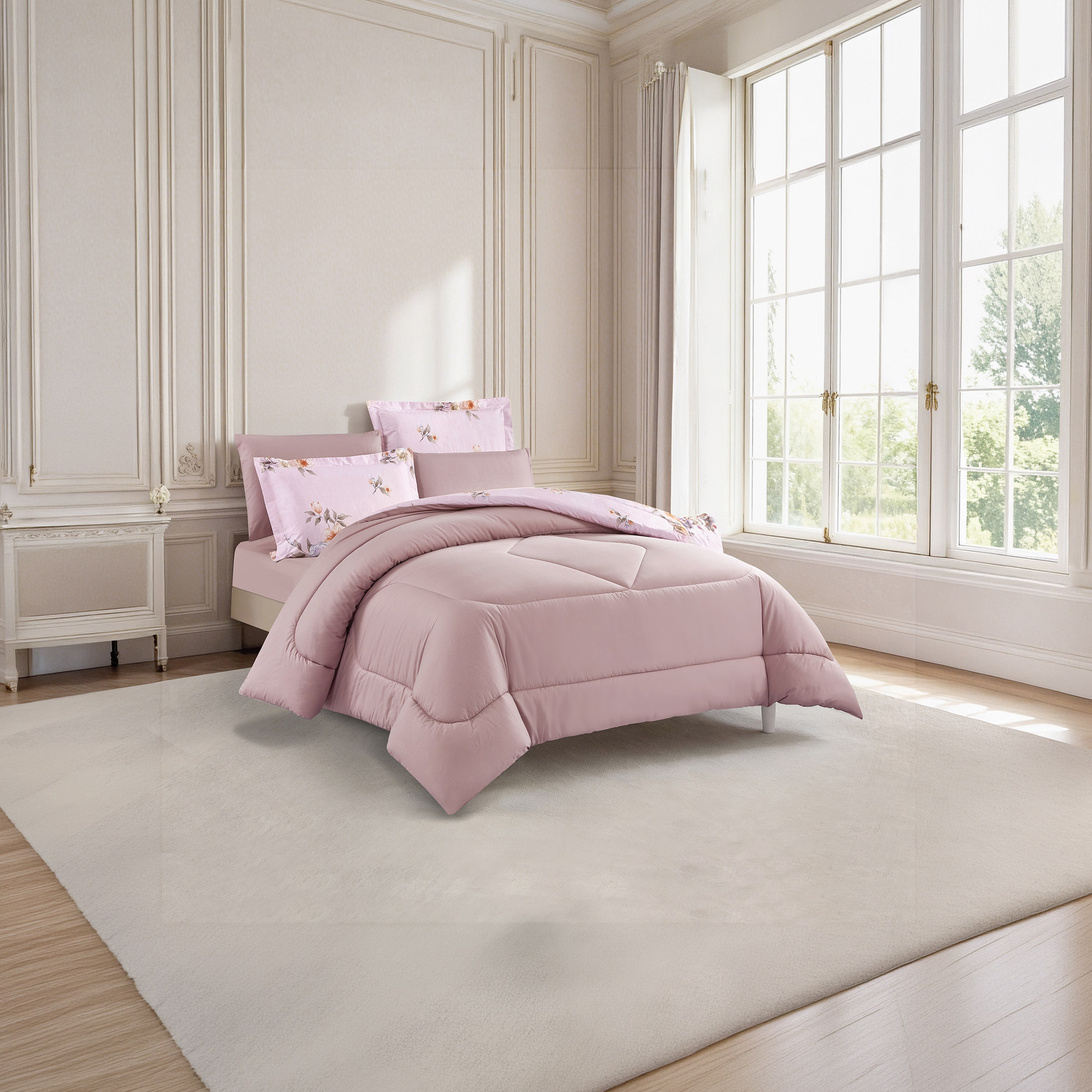 Unique Home All Season 100% Cotton Comforter Set 6 pcs Super King Size - 240x260 cms-household-bedding-comfortersandbedspreads-comforters-image-3