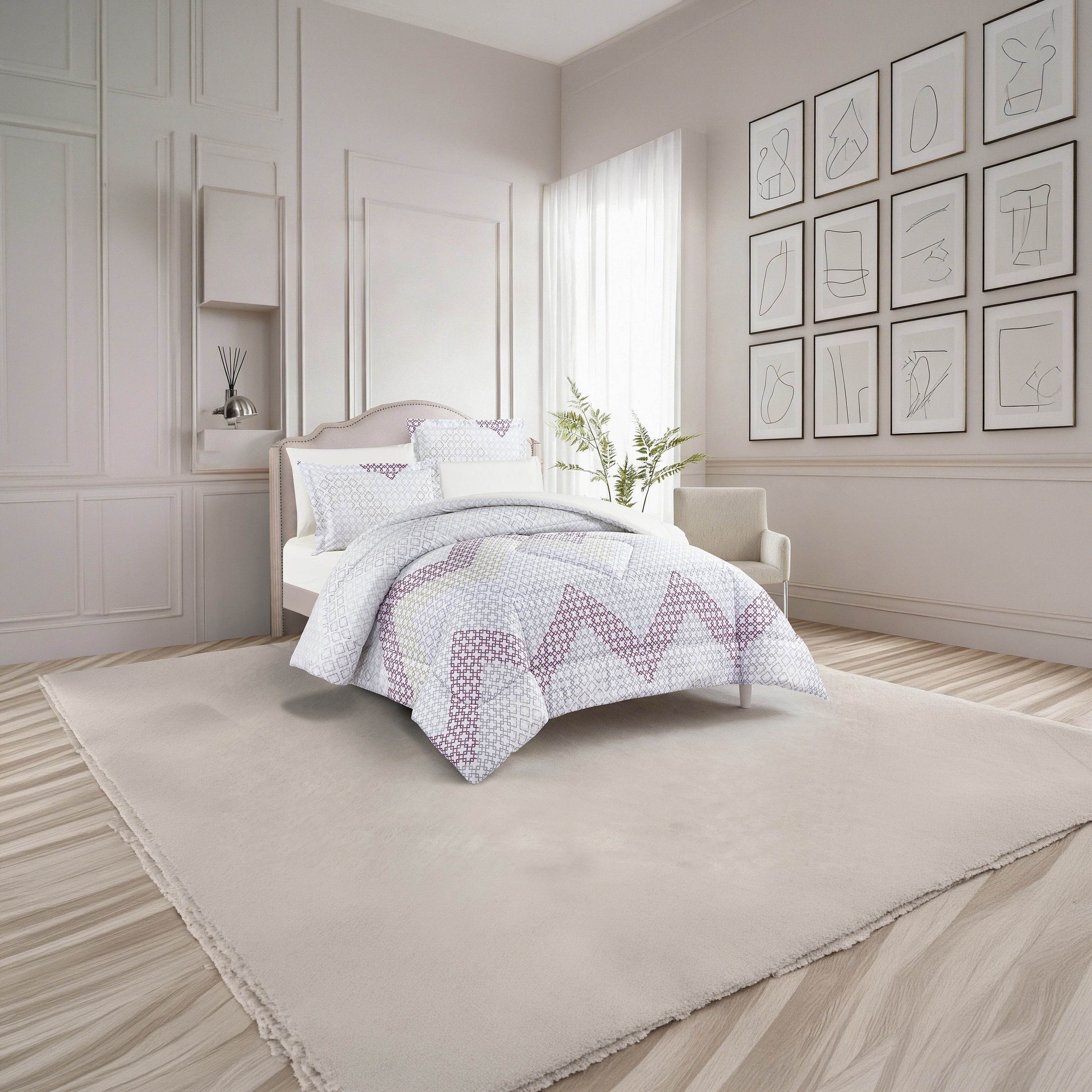 Unique Home All Season 100% Cotton Comforter Set 6 pcs Super King Size - 240x260 cms-household-bedding-comfortersandbedspreads-comforters-image-1