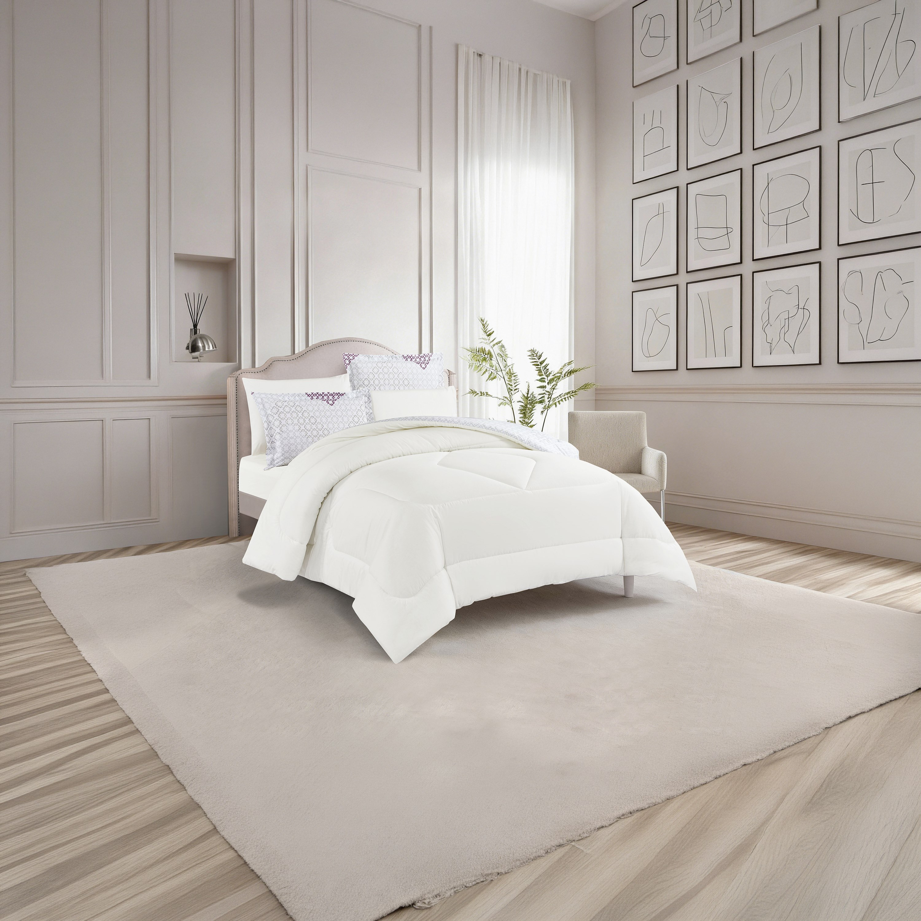 Unique Home All Season 100% Cotton Comforter Set 6 pcs Super King Size - 240x260 cms-household-bedding-comfortersandbedspreads-comforters-image-2