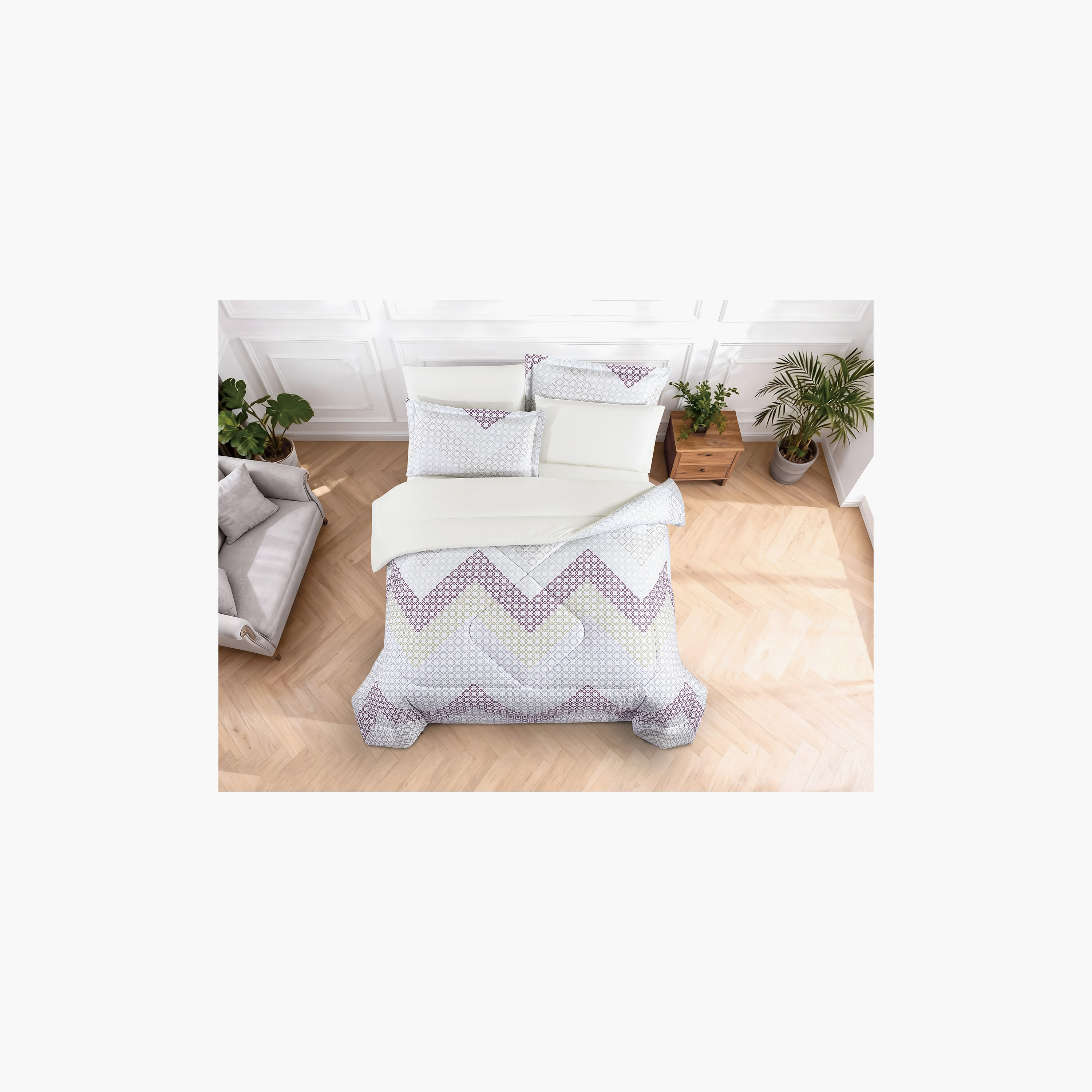 Unique Home All Season 100% Cotton Comforter Set 6 pcs Super King Size - 240x260 cms-household-bedding-comfortersandbedspreads-comforters-image-3