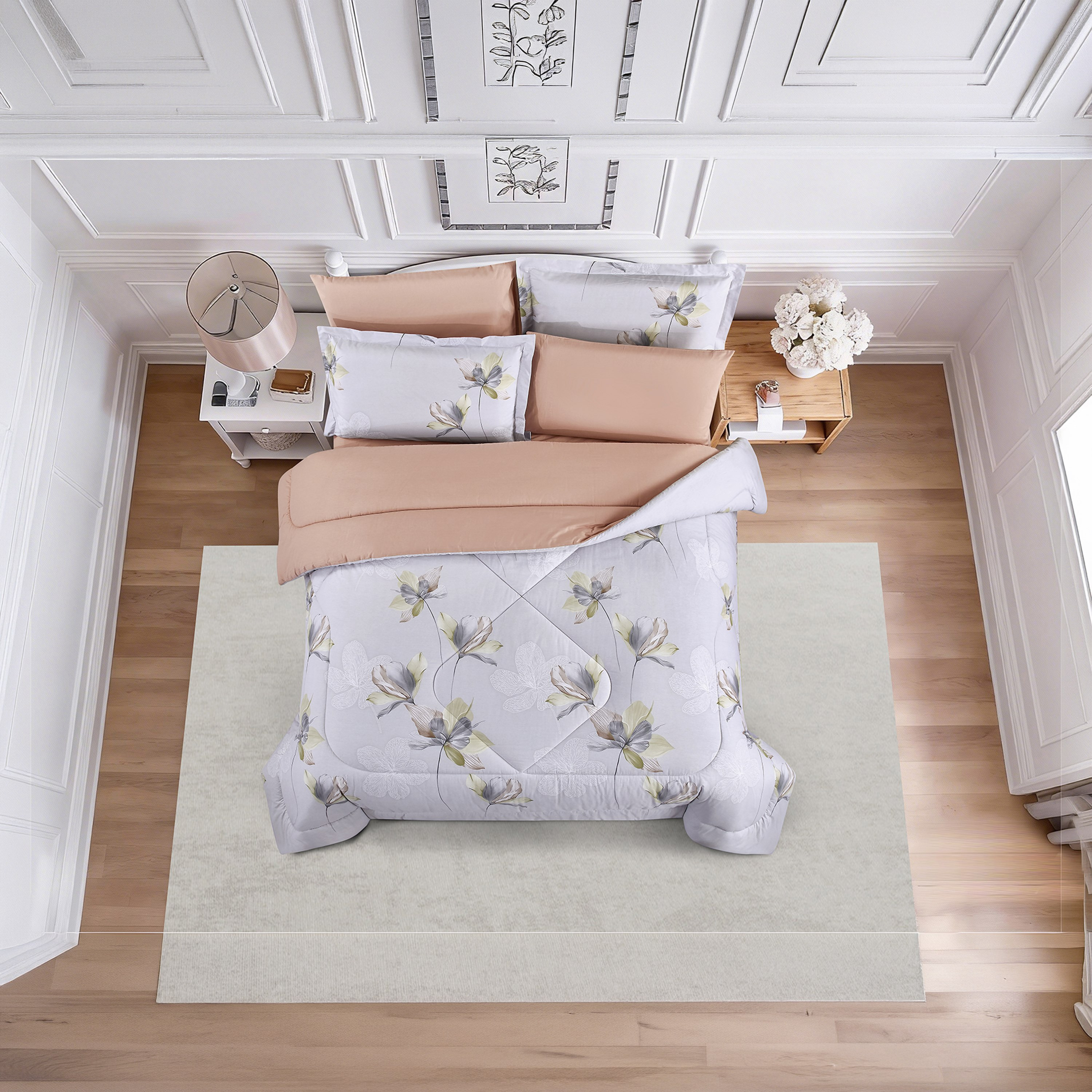 Unique Home All Season 100% Cotton Comforter Set 6 pcs Super King Size - 240x260 cms-household-bedding-comfortersandbedspreads-comforters-image-1
