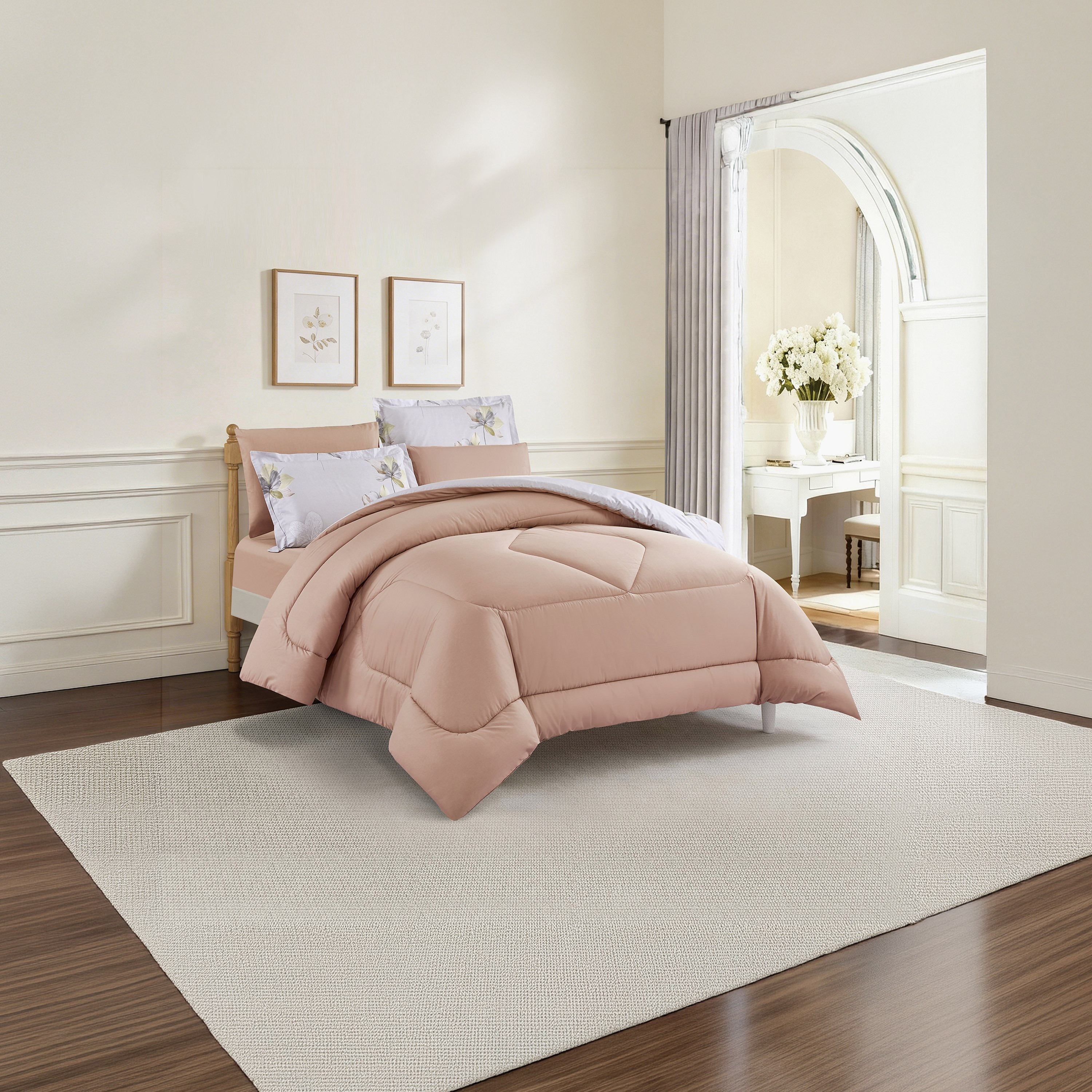 Unique Home All Season 100% Cotton Comforter Set 6 pcs Super King Size - 240x260 cms-household-bedding-comfortersandbedspreads-comforters-image-3