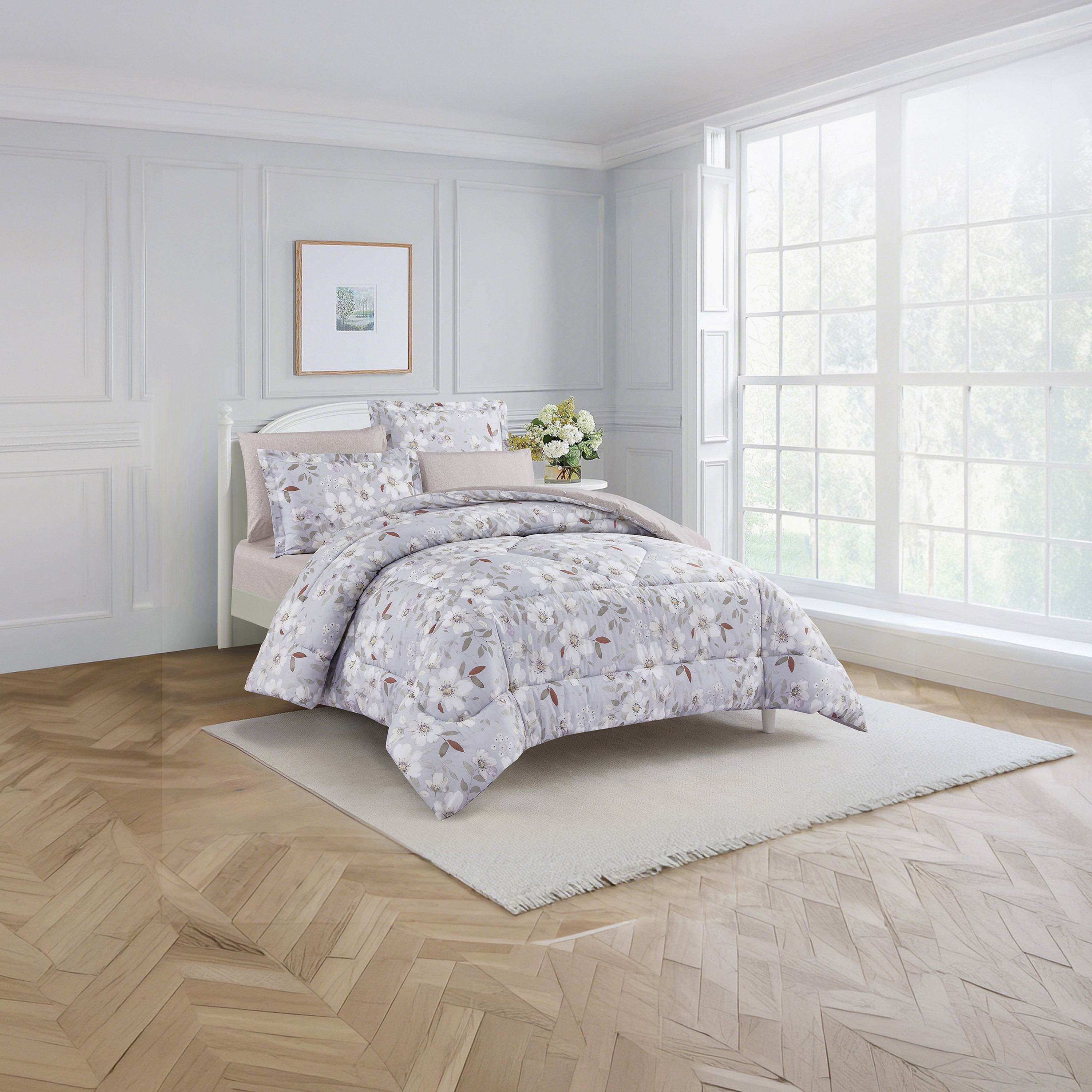 طقم لحاف قطني 100% من يونيك هوم، مناسب لجميع الفصول، 4 قطع، مقاس مزدوج - 170×230 سم-household-bedding-comfortersandbedspreads-comforters-image-2