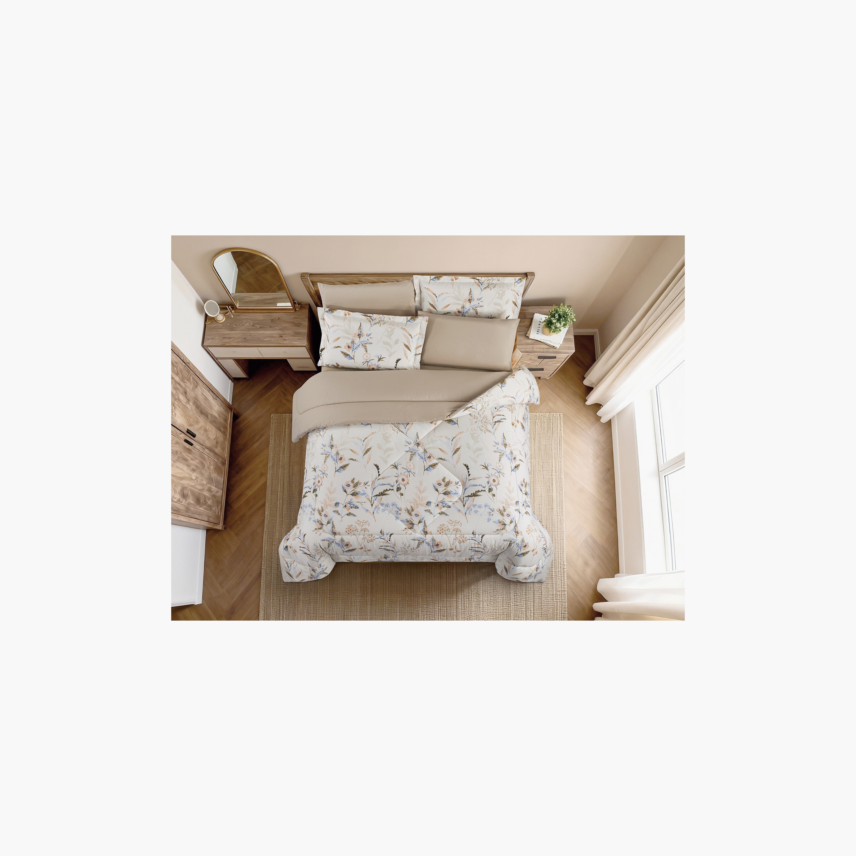 Unique Home All Season 100% Cotton Comforter Set 4 pcs Twin Size - 170x230 cms-household-bedding-comfortersandbedspreads-comforters-image-3