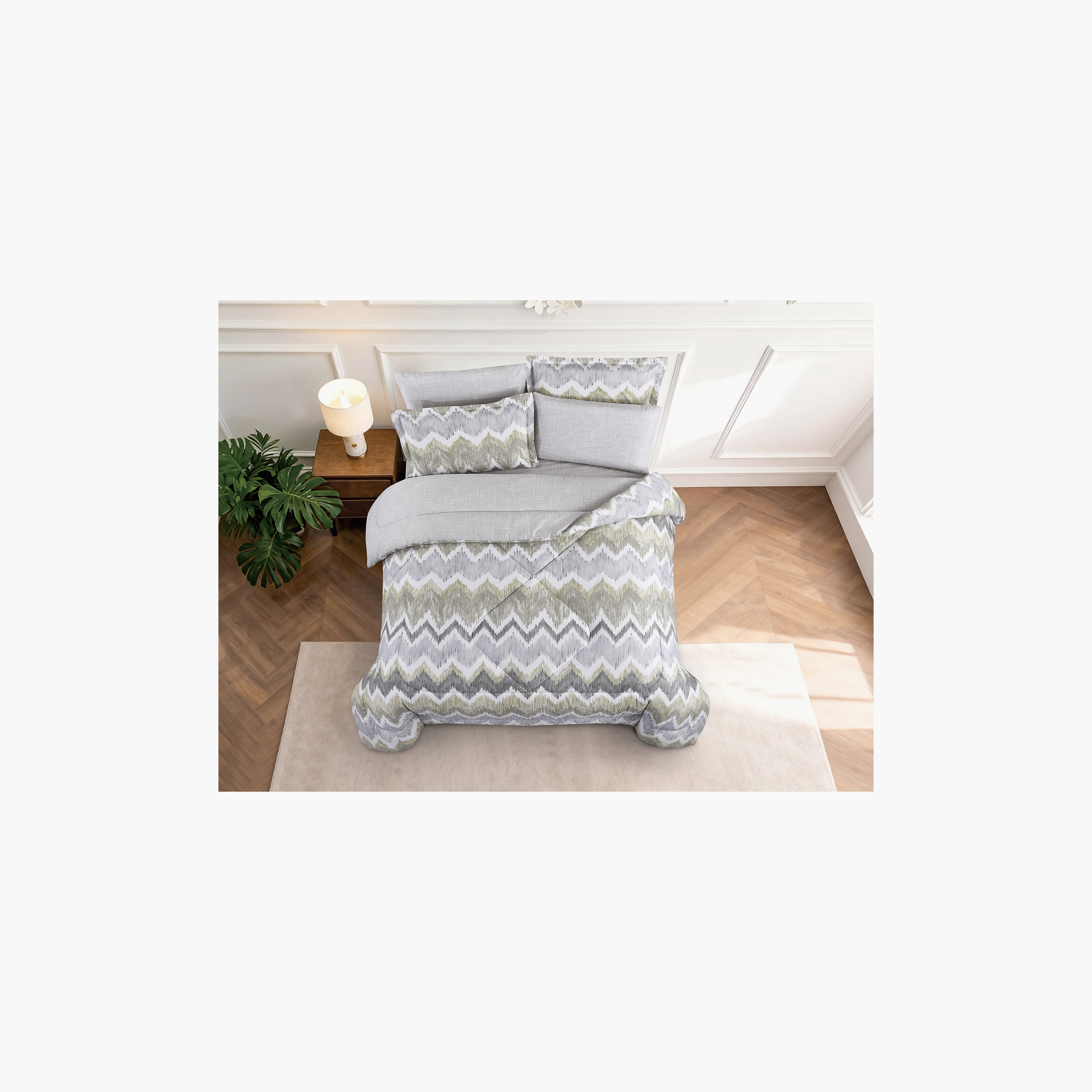 طقم لحاف قطني 100% من يونيك هوم، مناسب لجميع الفصول، 4 قطع، مقاس مزدوج - 170×230 سم-household-bedding-comfortersandbedspreads-comforters-image-3