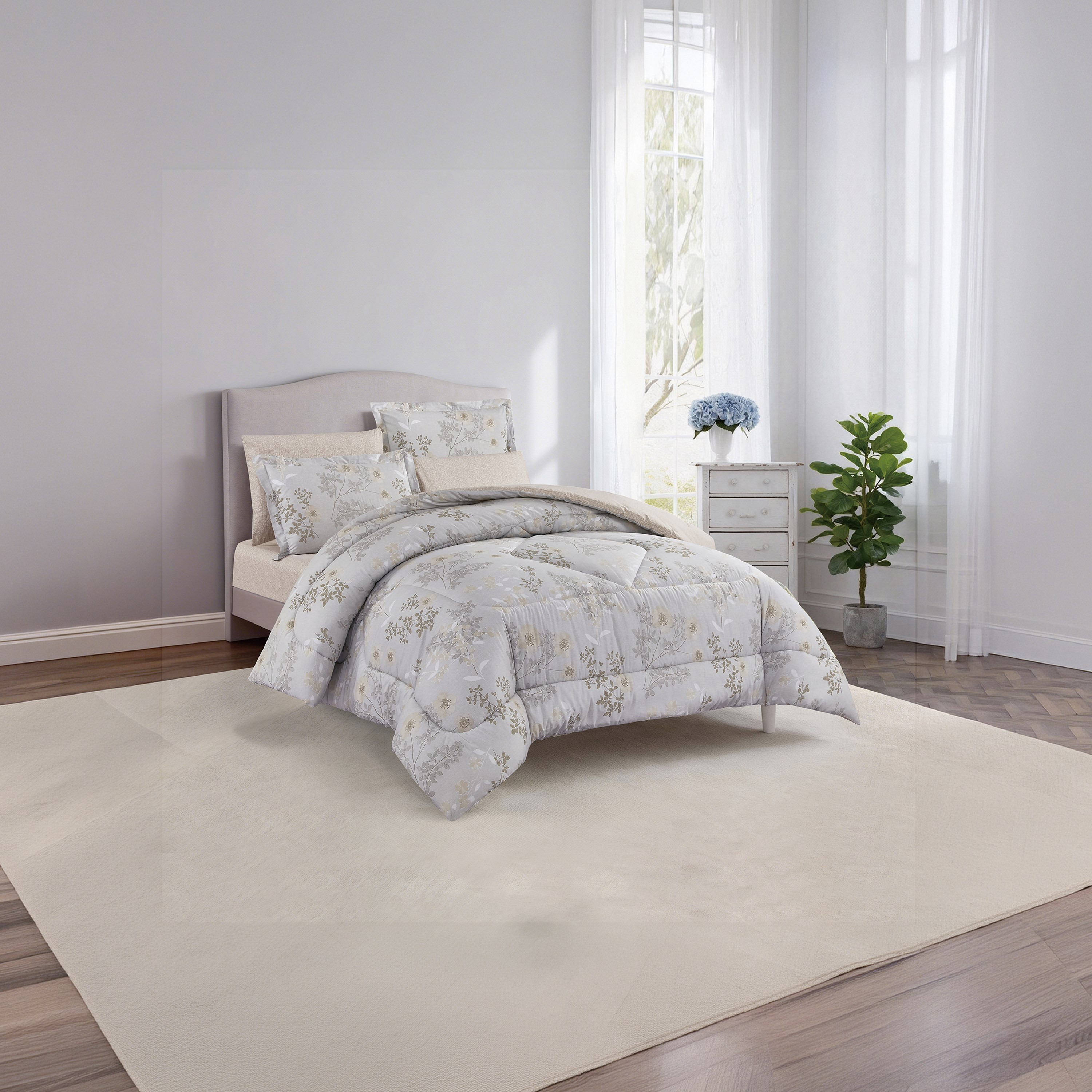 طقم لحاف قطني 100% من يونيك هوم، مناسب لجميع الفصول، 4 قطع، مقاس مزدوج - 170×230 سم-household-bedding-comfortersandbedspreads-comforters-image-2